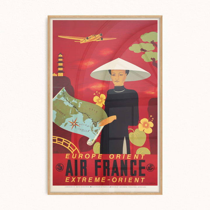 Affiche d'agence Air France - Europe Orient - Extrême-orient