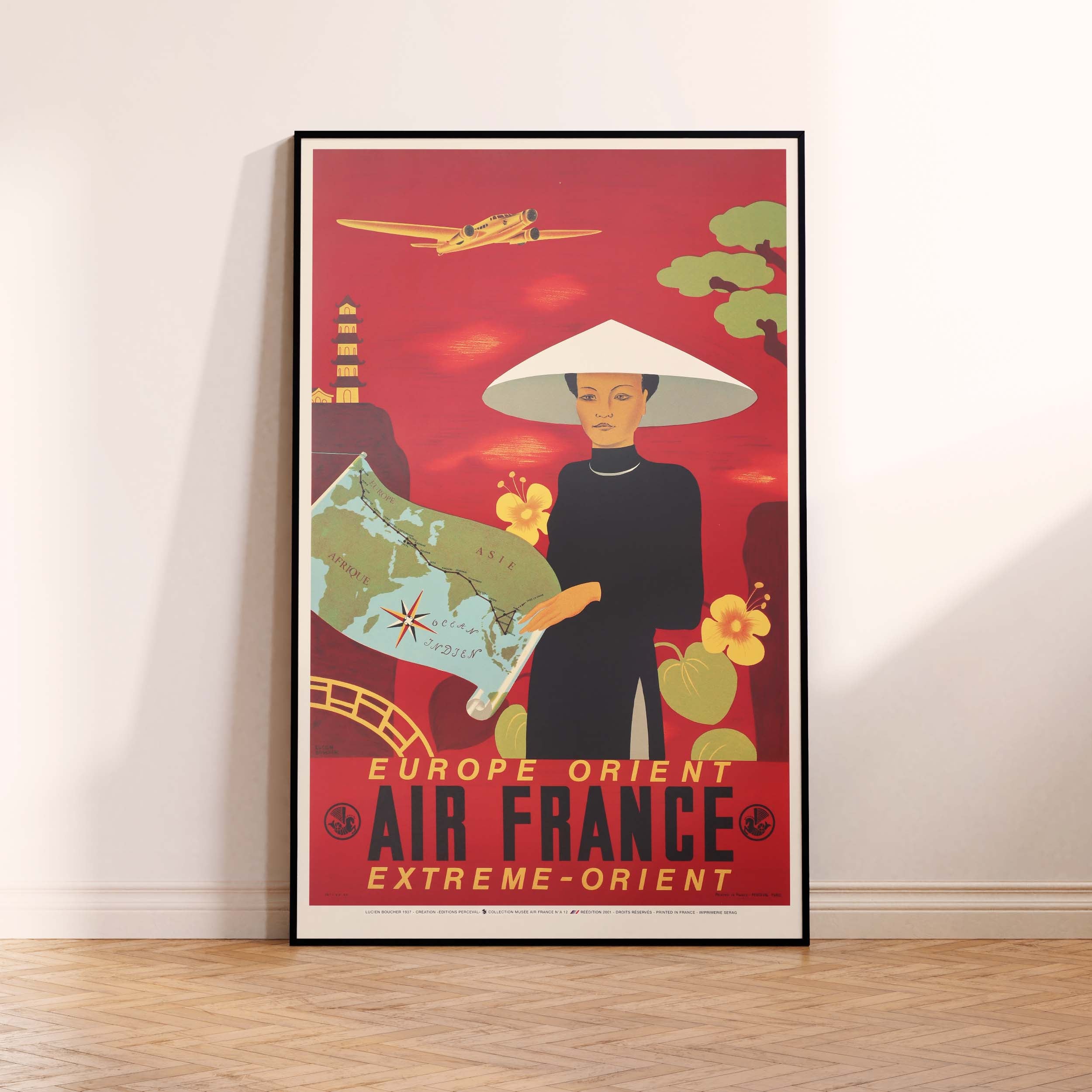 Affiche d'agence Air France - Europe Orient - Extrême-orient-oneart.fr