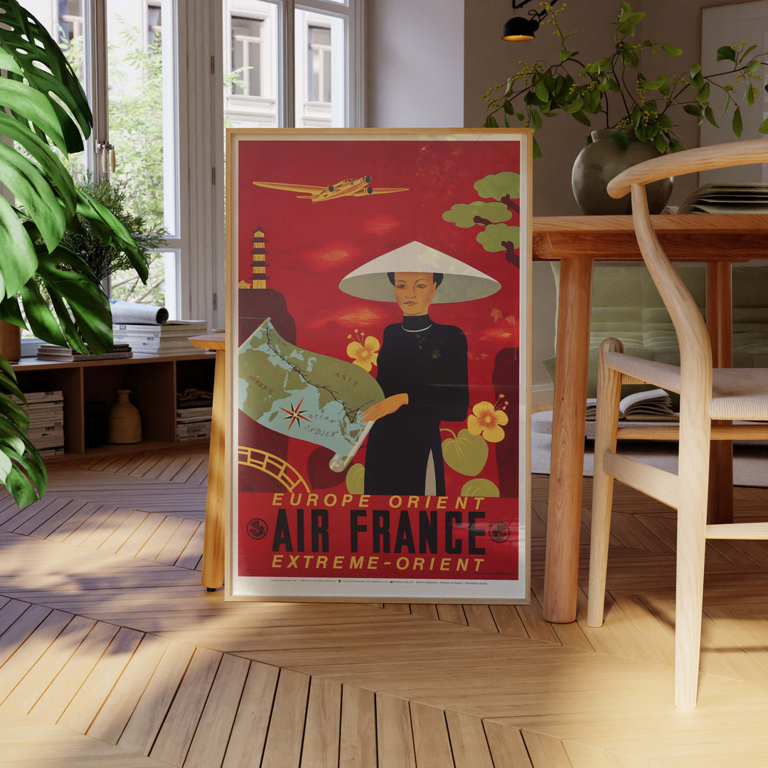 Affiche d'agence Air France - Europe Orient - Extrême-orient