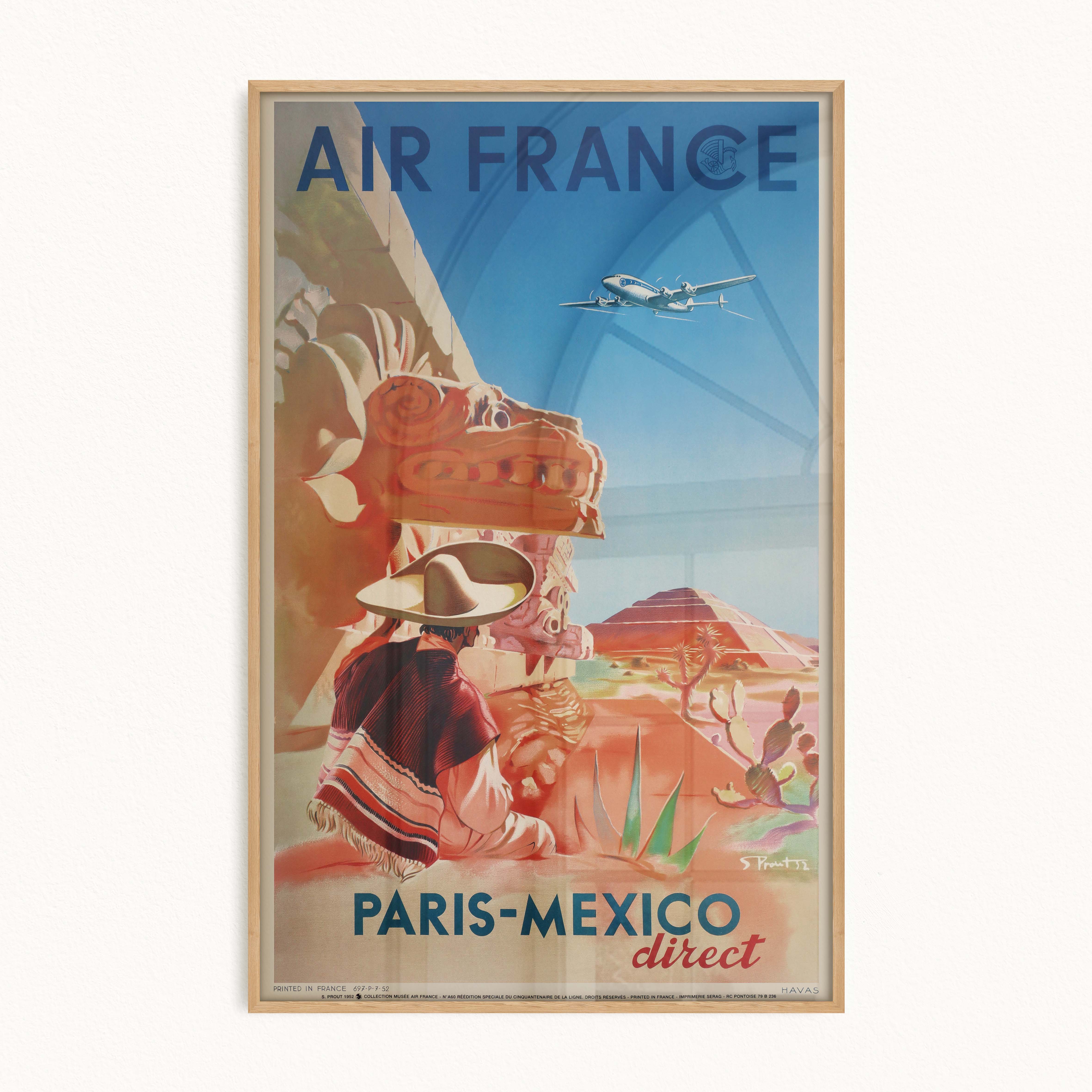 Affiche d'agence Air France - Paris Mexico - direct-oneart.fr