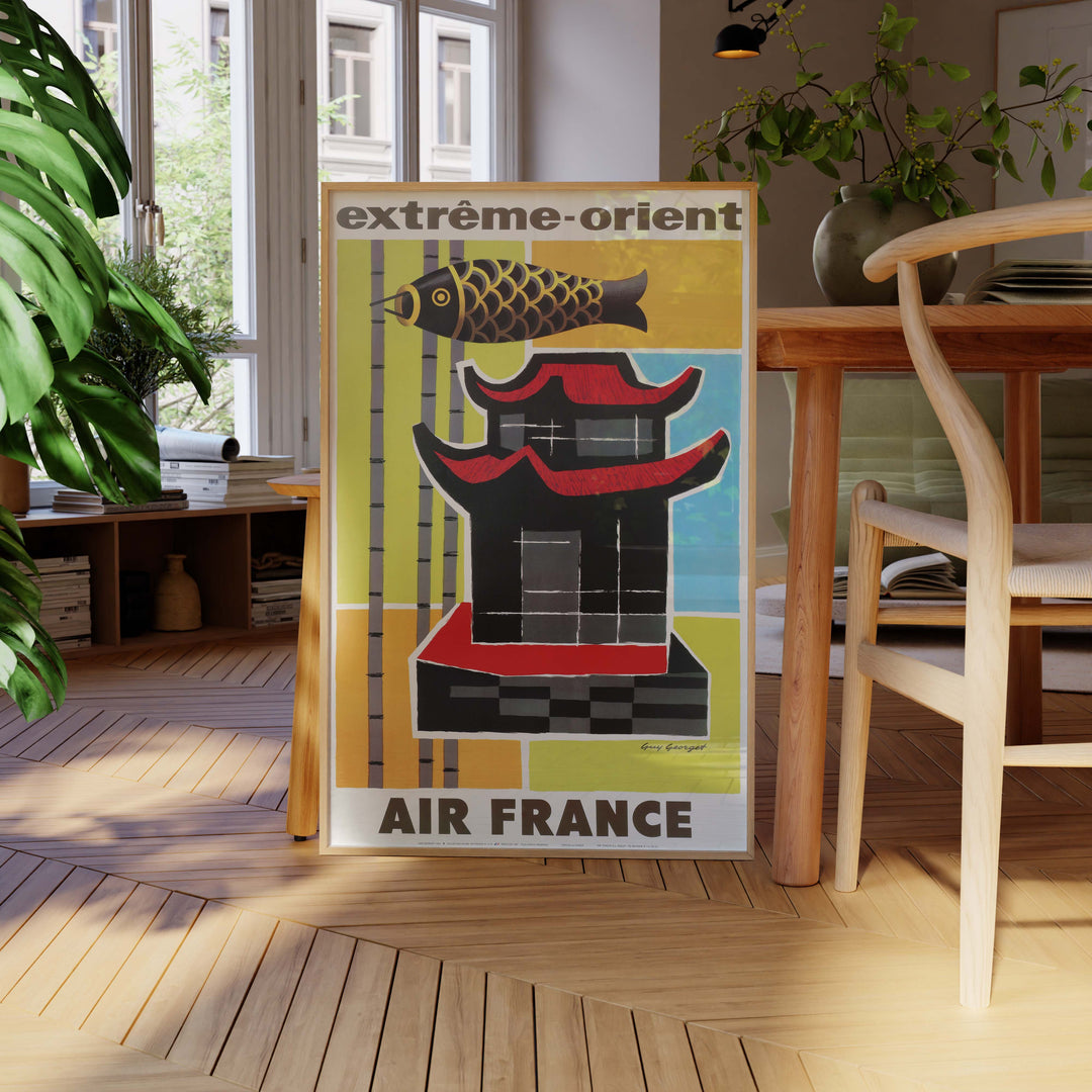 Affiche d'agence Air France - Extrême orient