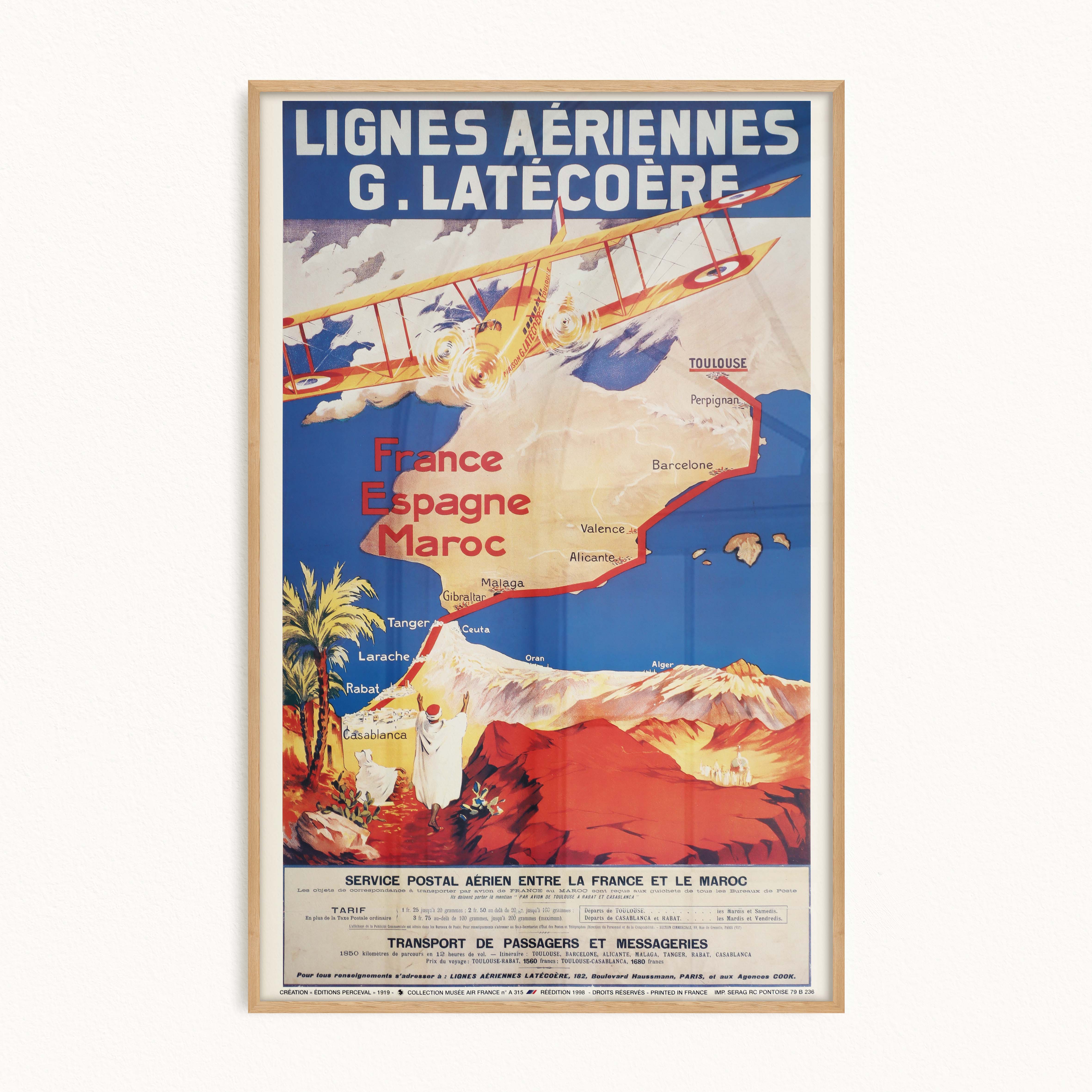 Affiche d'agence G. Latécoère - Lignes aériennes-oneart.fr