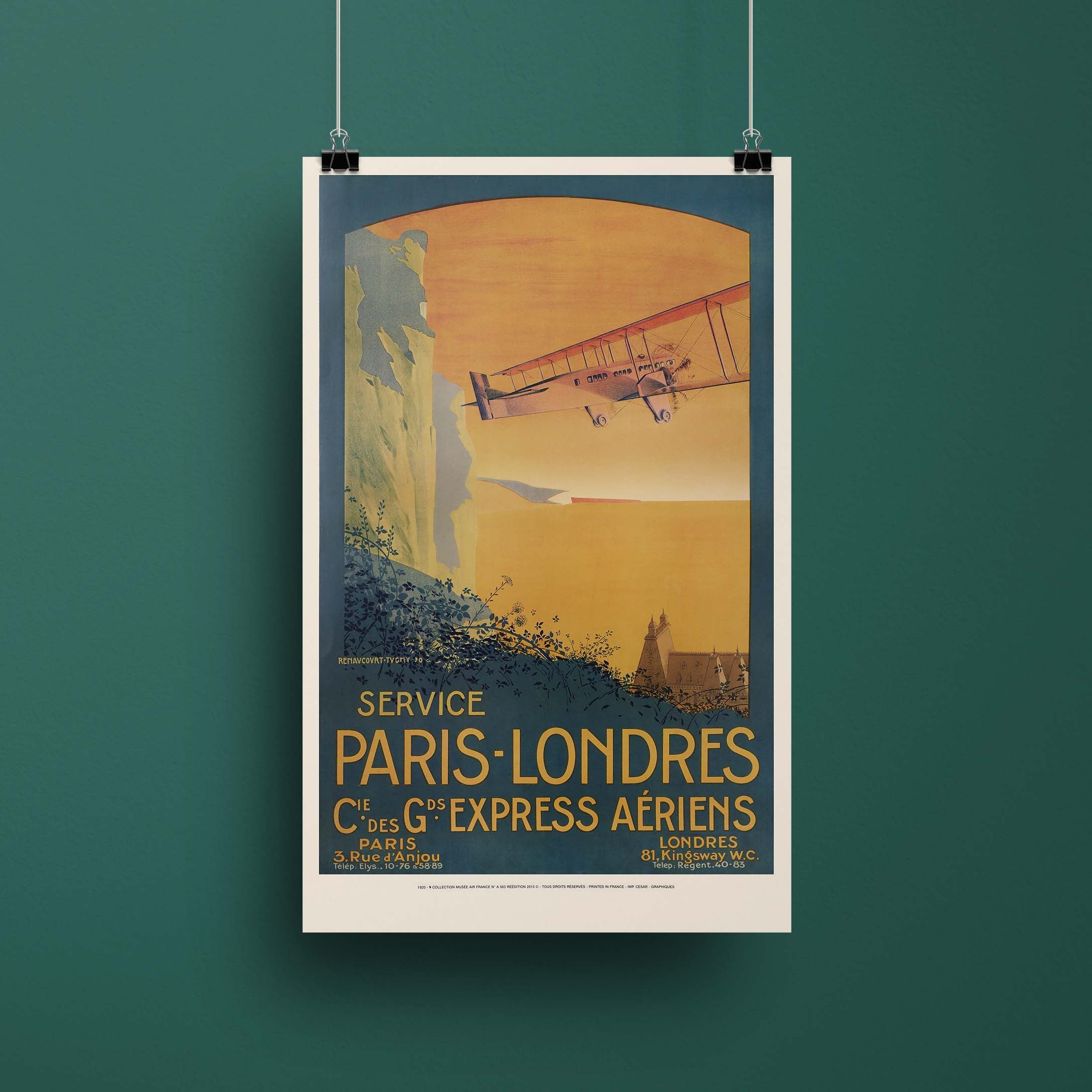 Affiche d'agence Air France - Service Paris-Londres-oneart.fr