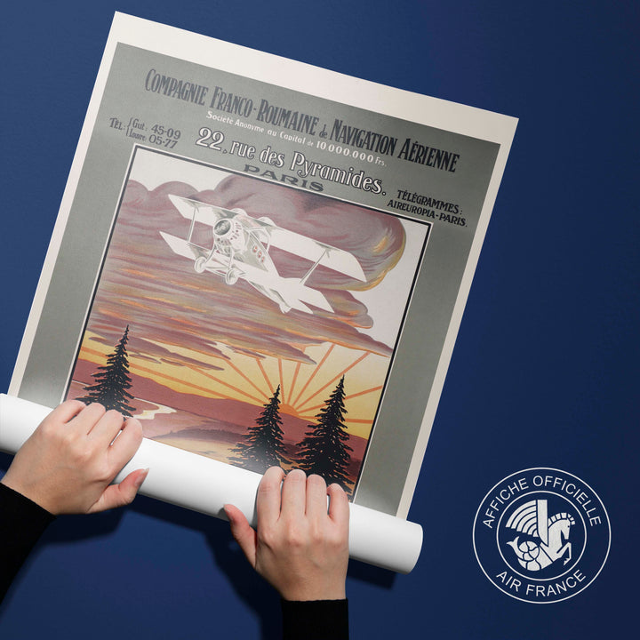 Affiche d'agence Compagnie Franco-Roumaine de navigation aérienne