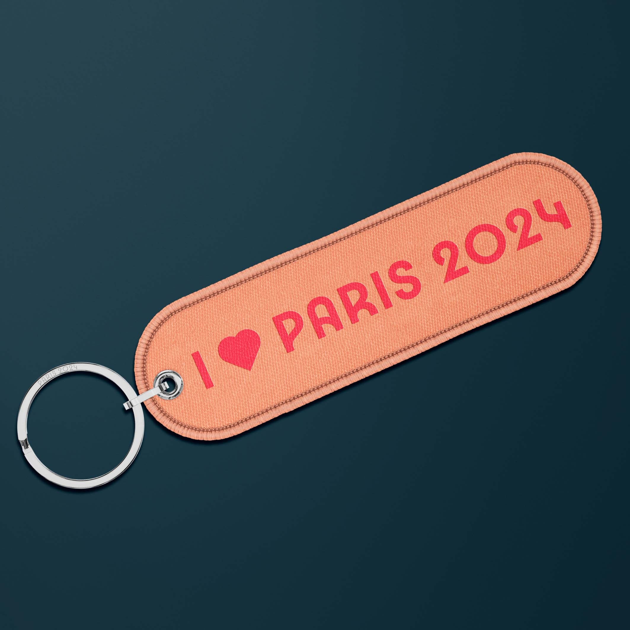 Porte-clés flamme I Love Paris 2024 - Peach nectar