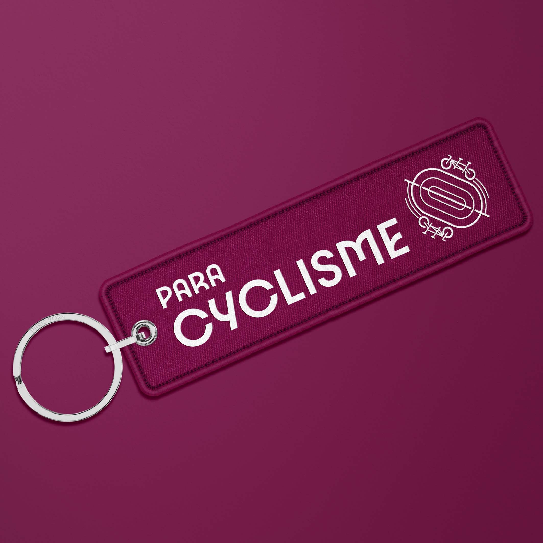 Paris 2024 Burgundy flame key ring - Para cycling