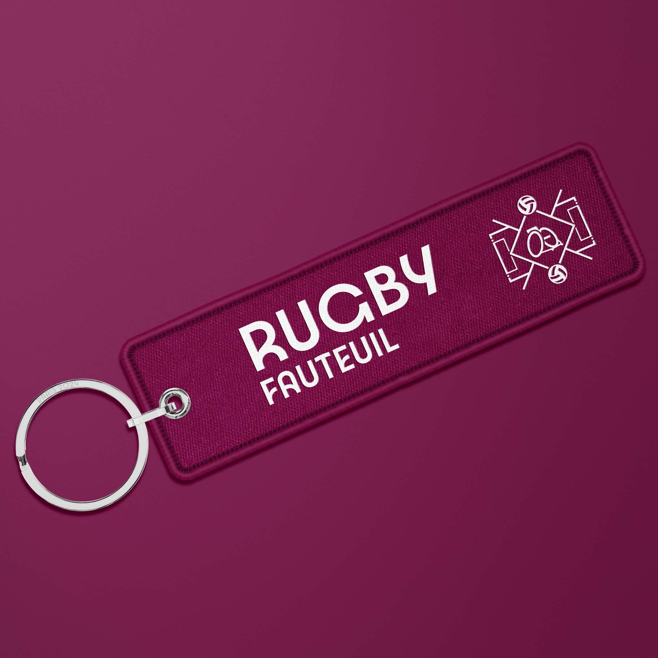 Porte-clés flamme Paris 2024 Burgundy - Rugby fauteuil