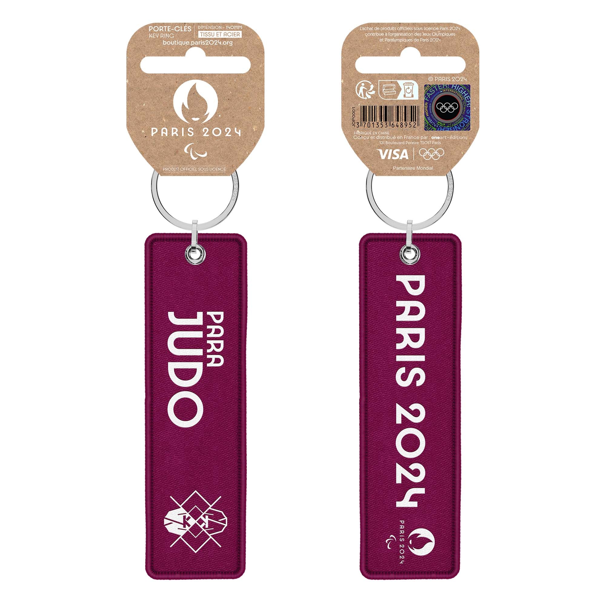 Paris 2024 Burgundy flame key ring - Para judo