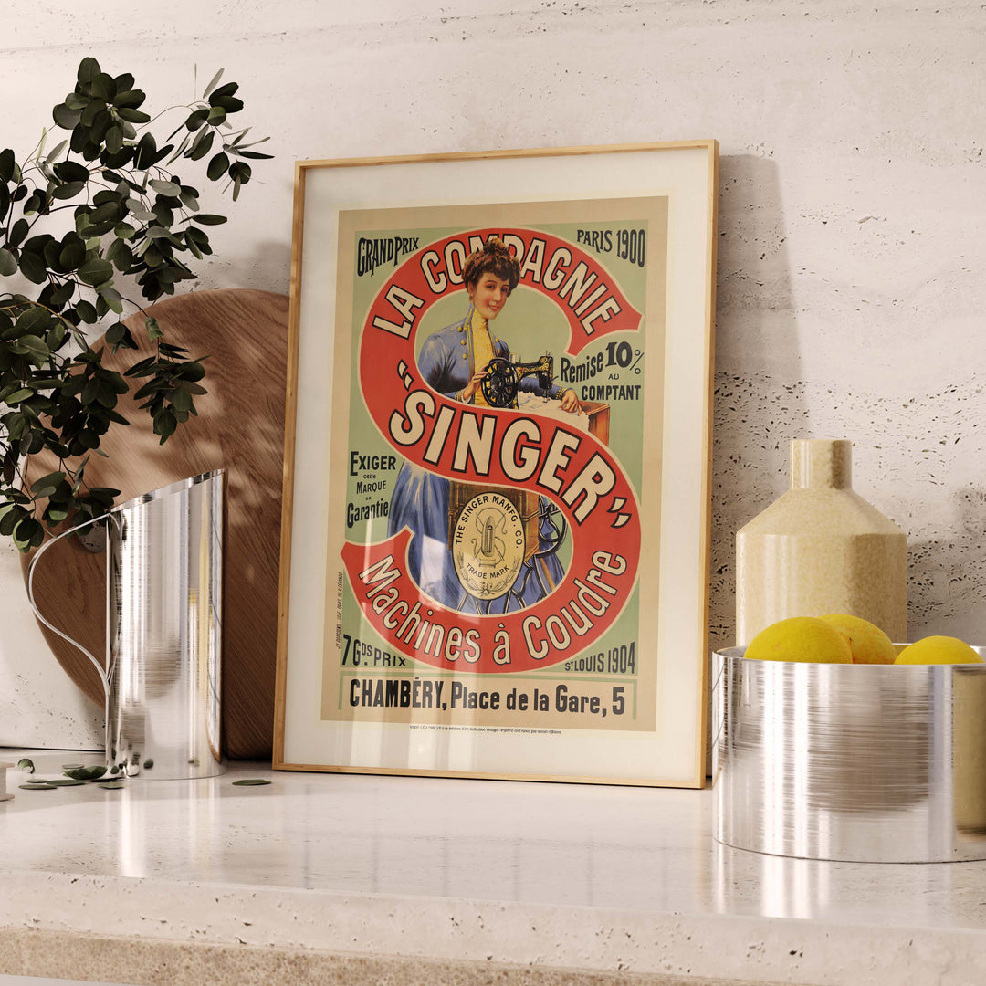 Affiche publicité vintage - Singer Machines à coudre