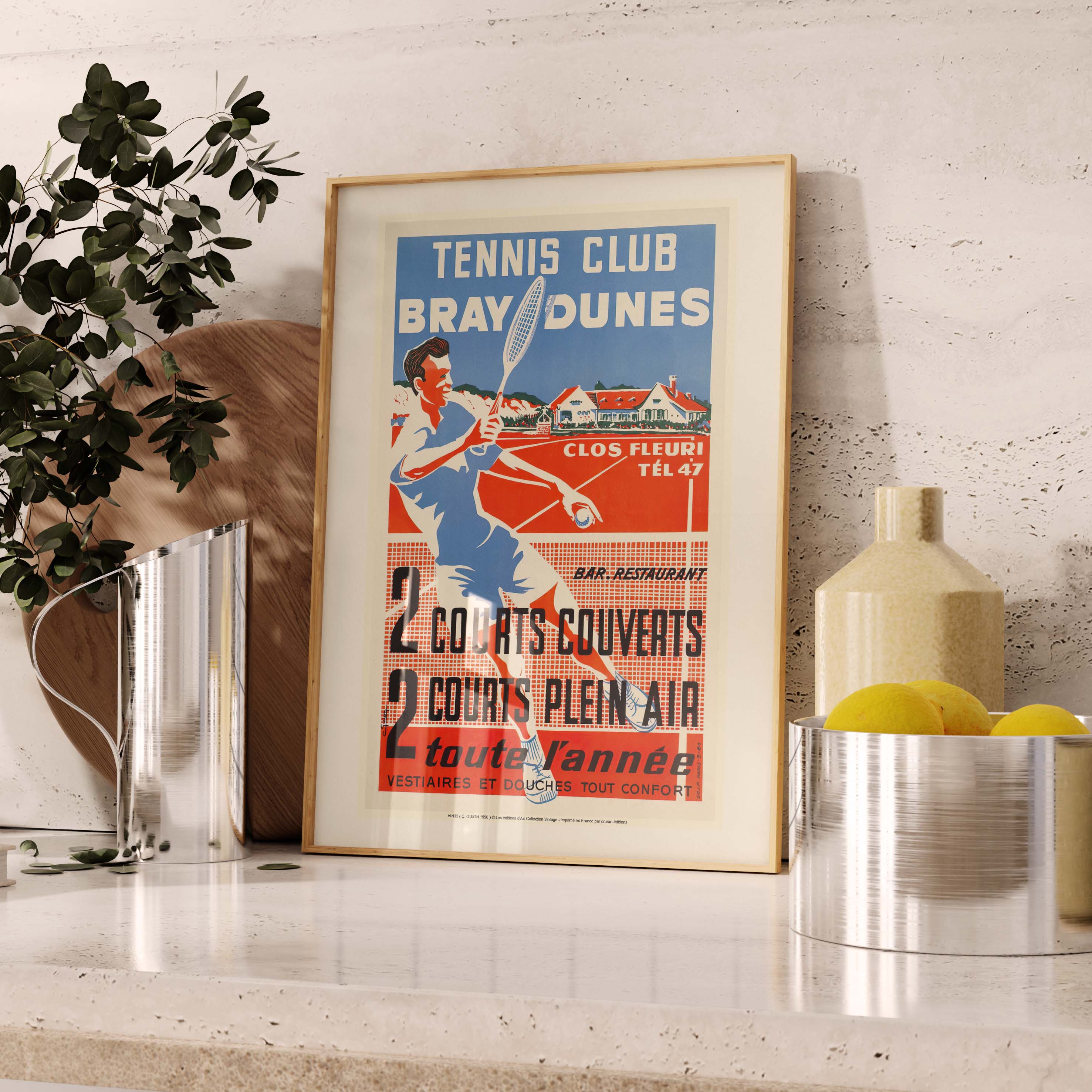 Affiche publicité vintage - Tennis CluB-oneart.fr