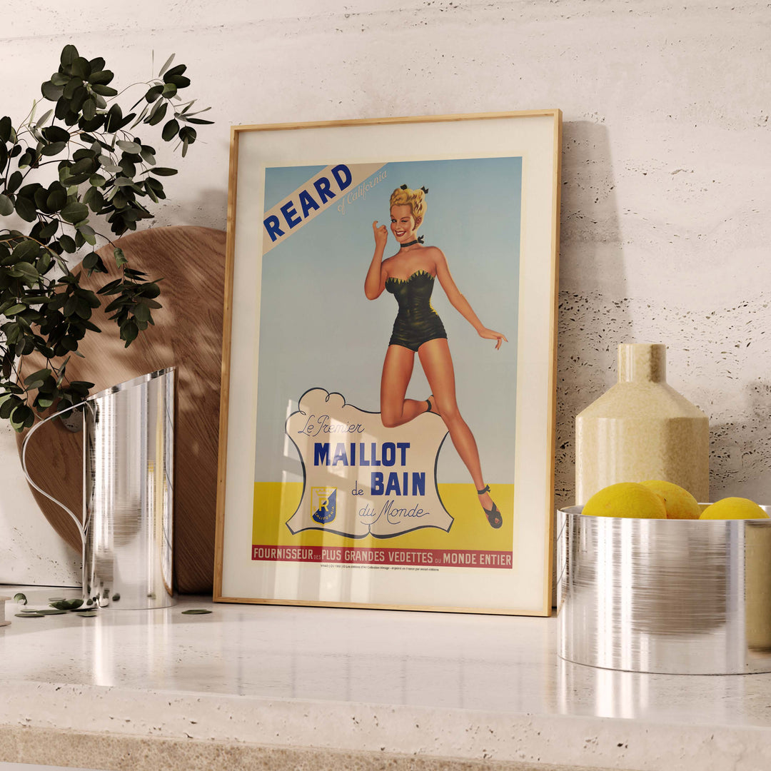 Vintage advertising poster - First swimsuit