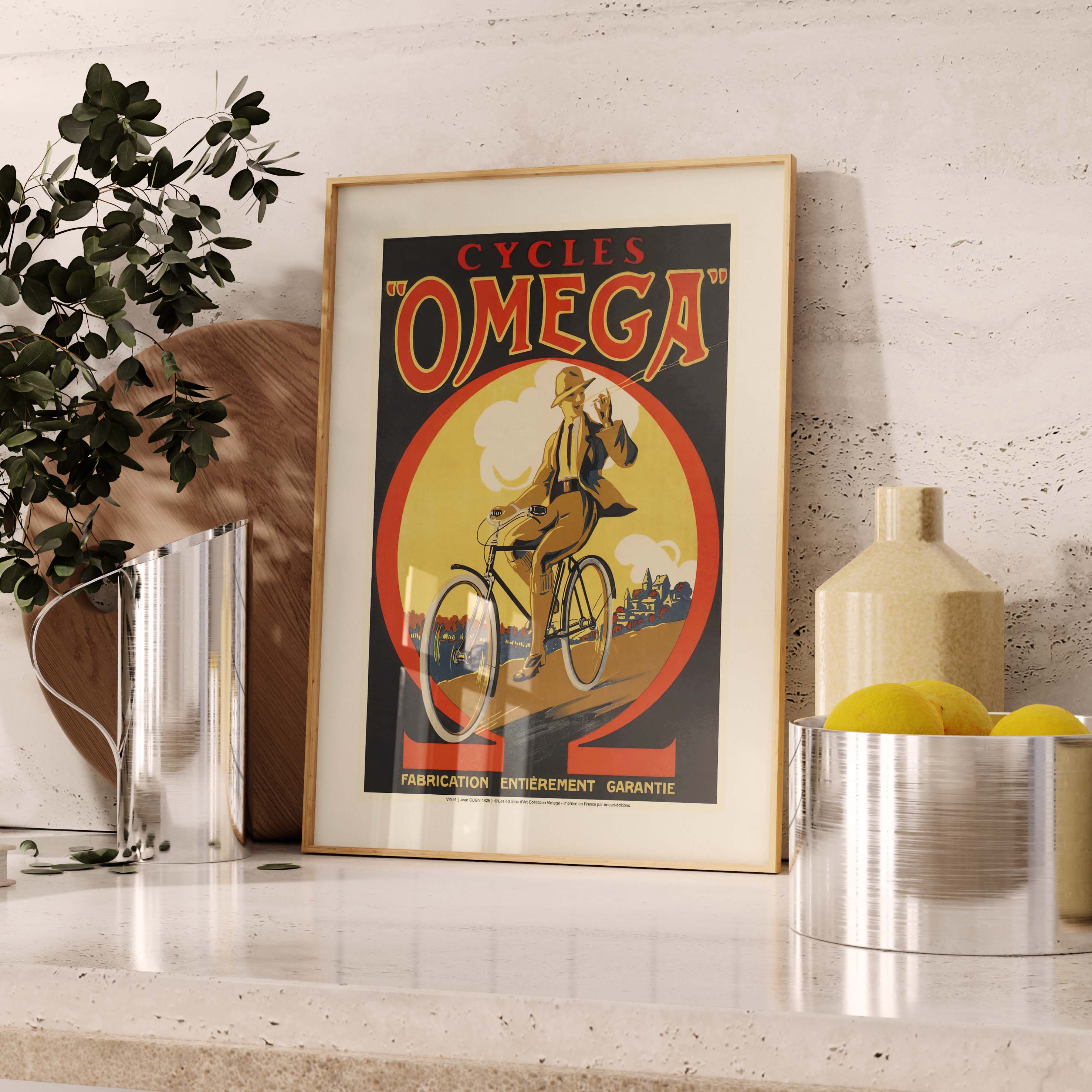 Affiche publicité vintage - Cycles Omega-oneart.fr