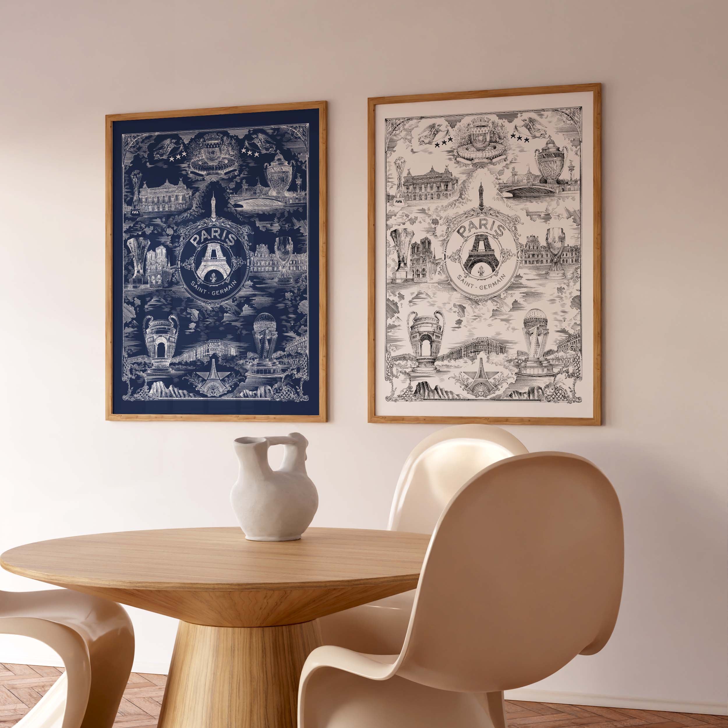 Affiche PSG - Allégorie Parisienne sur fond blanc par Octave Marsal