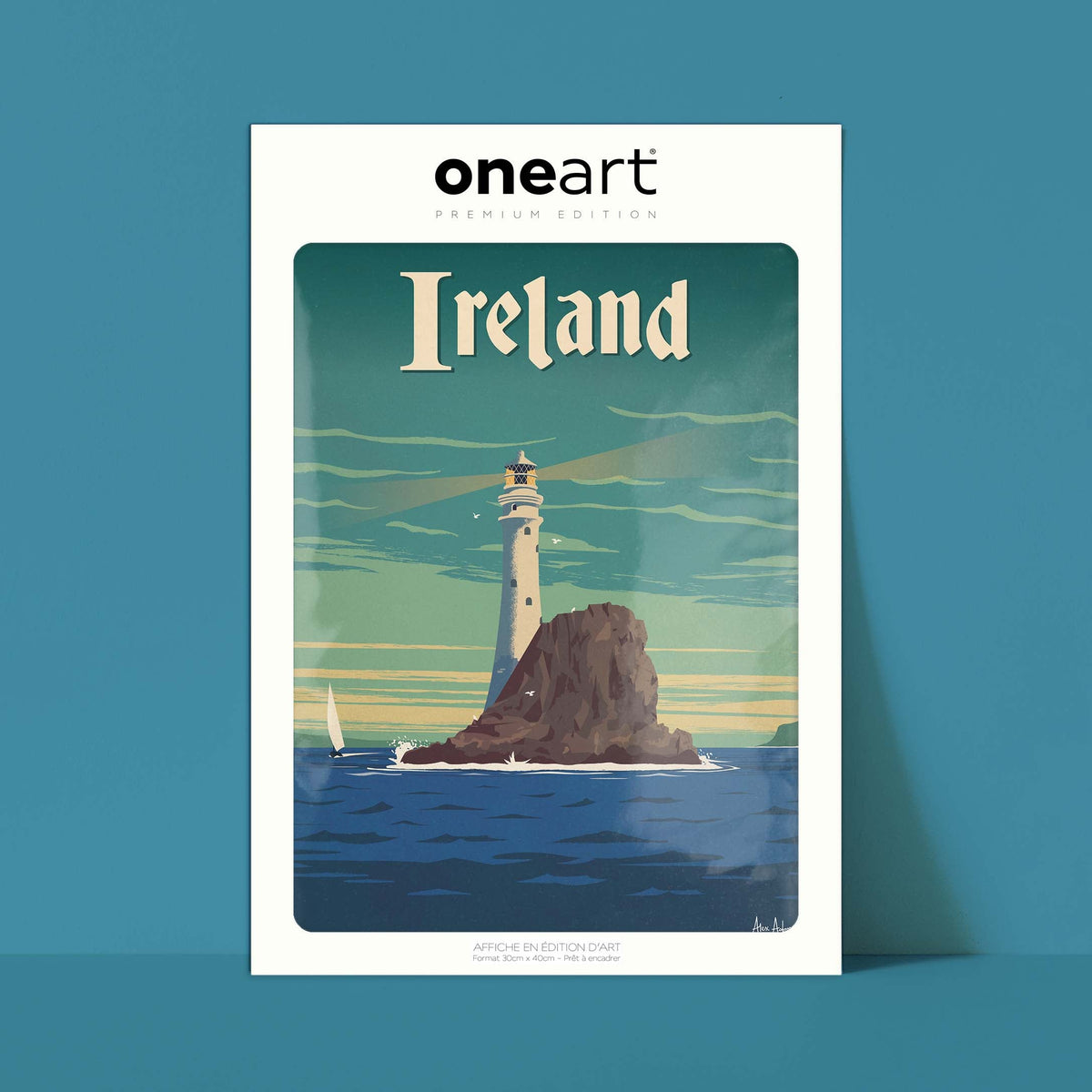 Affiche de voyage Irlande - Phare par Alex Asfour