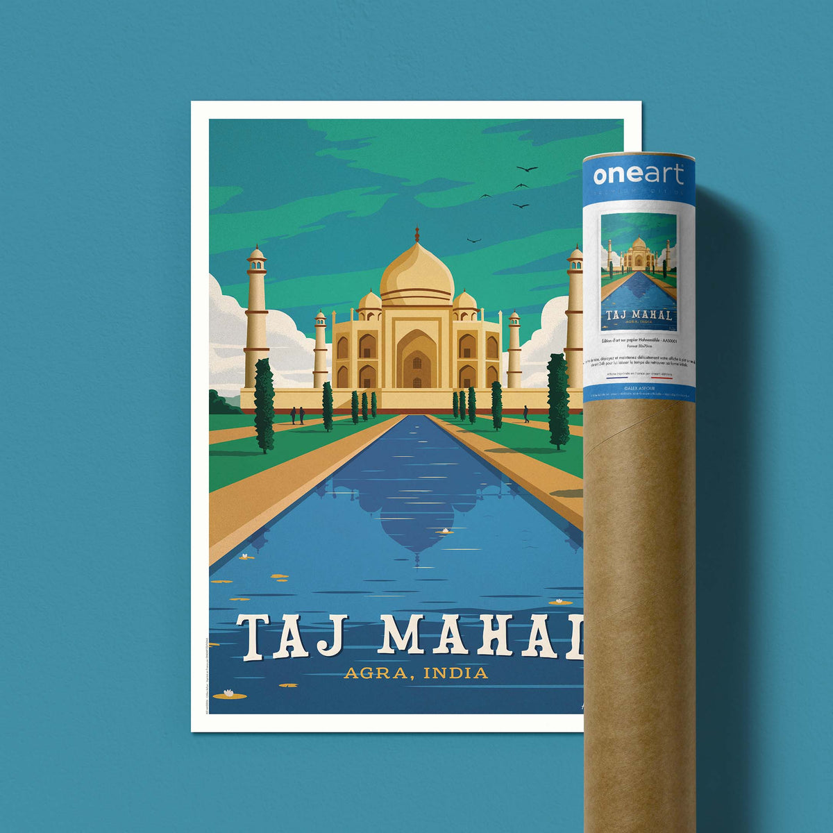 Affiche de voyage Inde - Taj Mahal par Alex Asfour