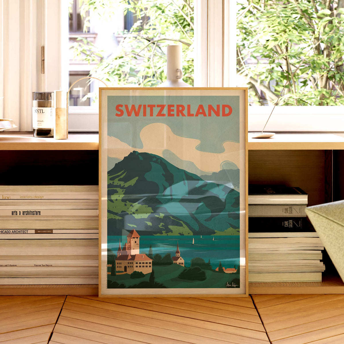 Affiche de voyage Suisse - Lac par Alex Asfour