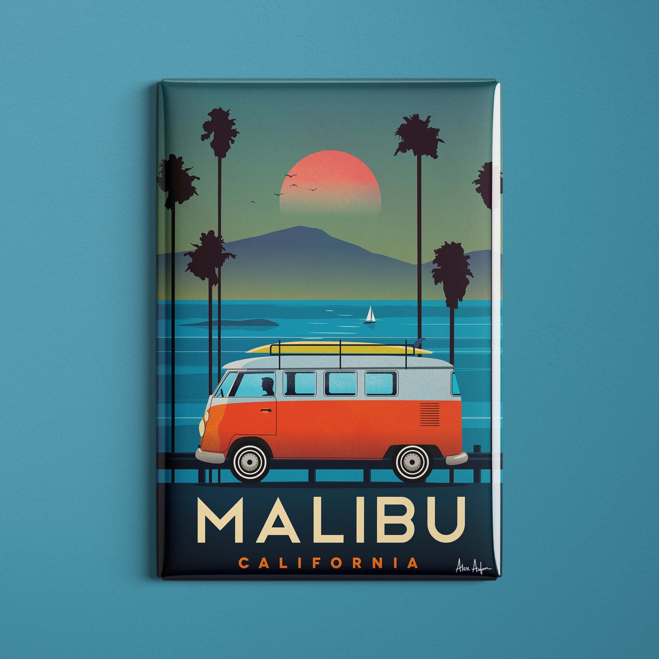 Magnet de voyage États-Unis - Malibu par Alex Asfour
