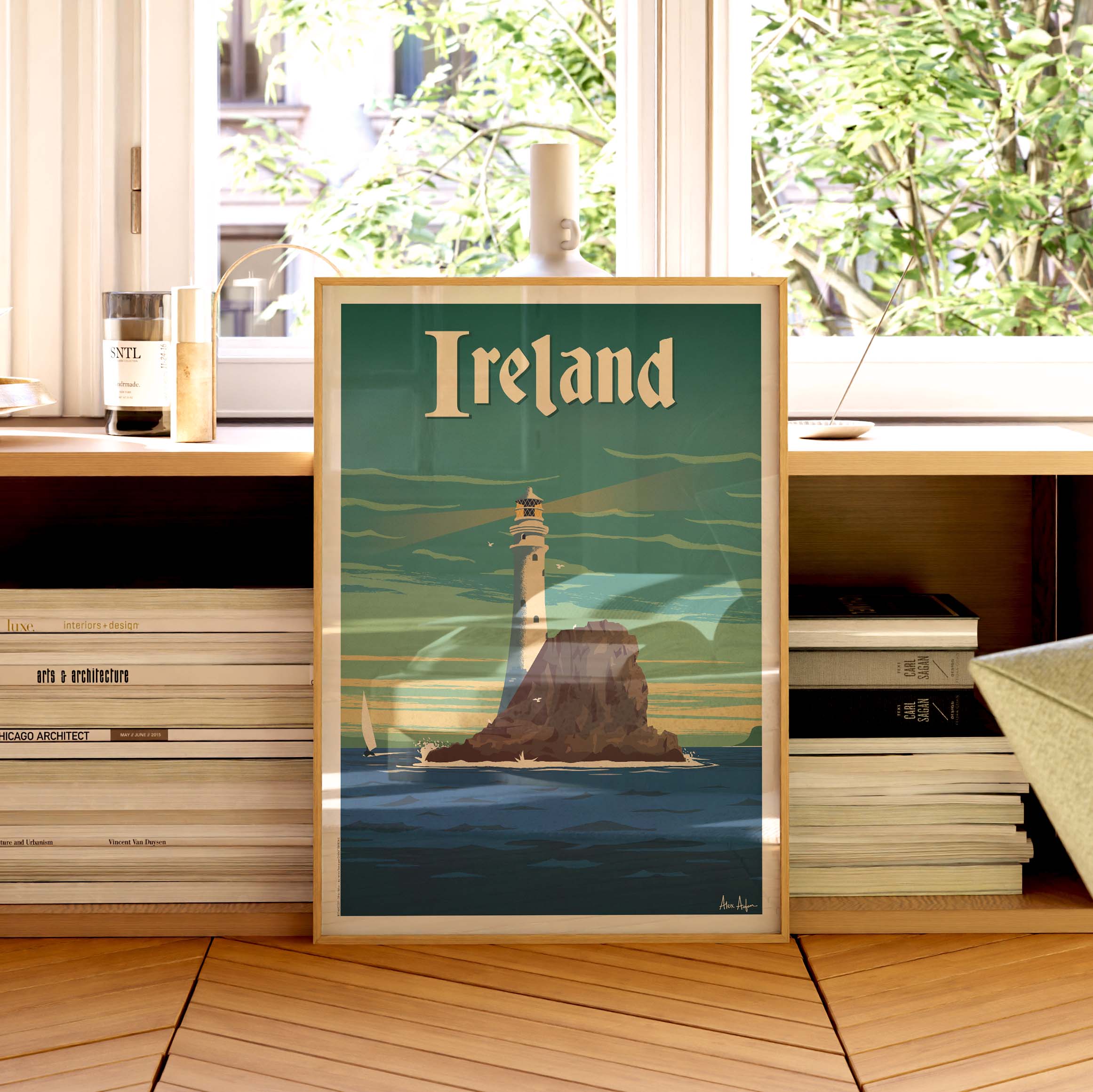 Affiche de voyage Irlande - Phare par Alex Asfour