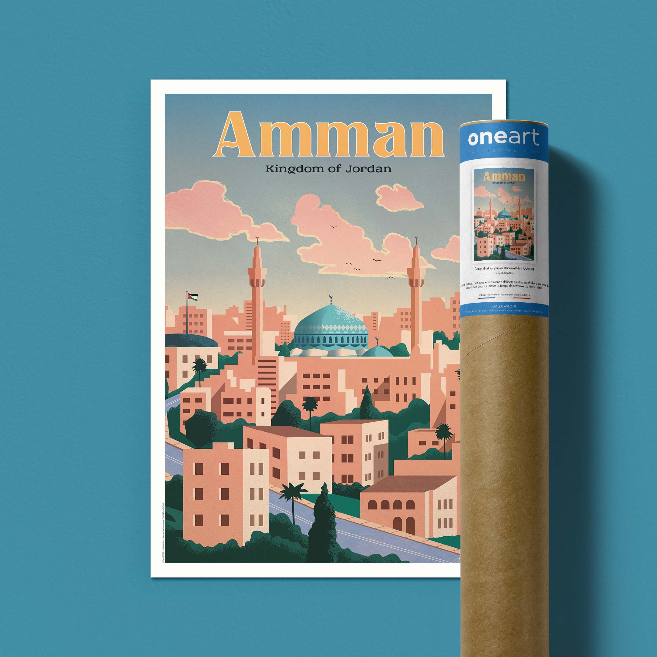 Affiche de voyage Jordanie - Amman par Alex Asfour
