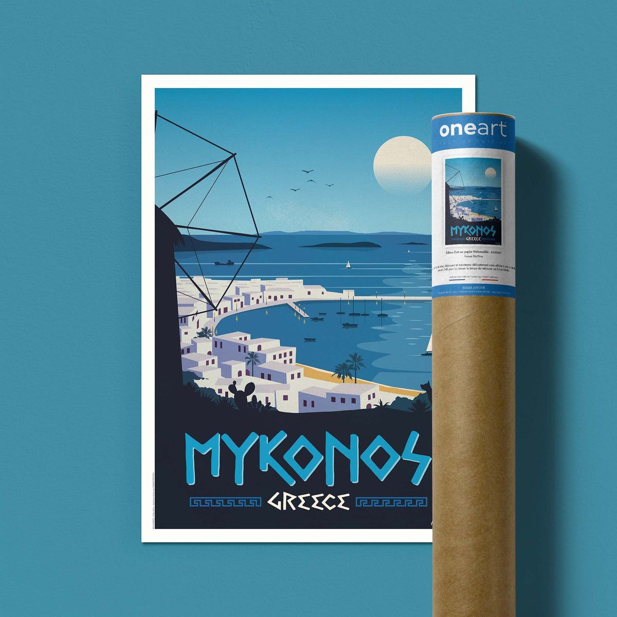 Affiche de voyage Grèce - Mykonos par Alex Asfour