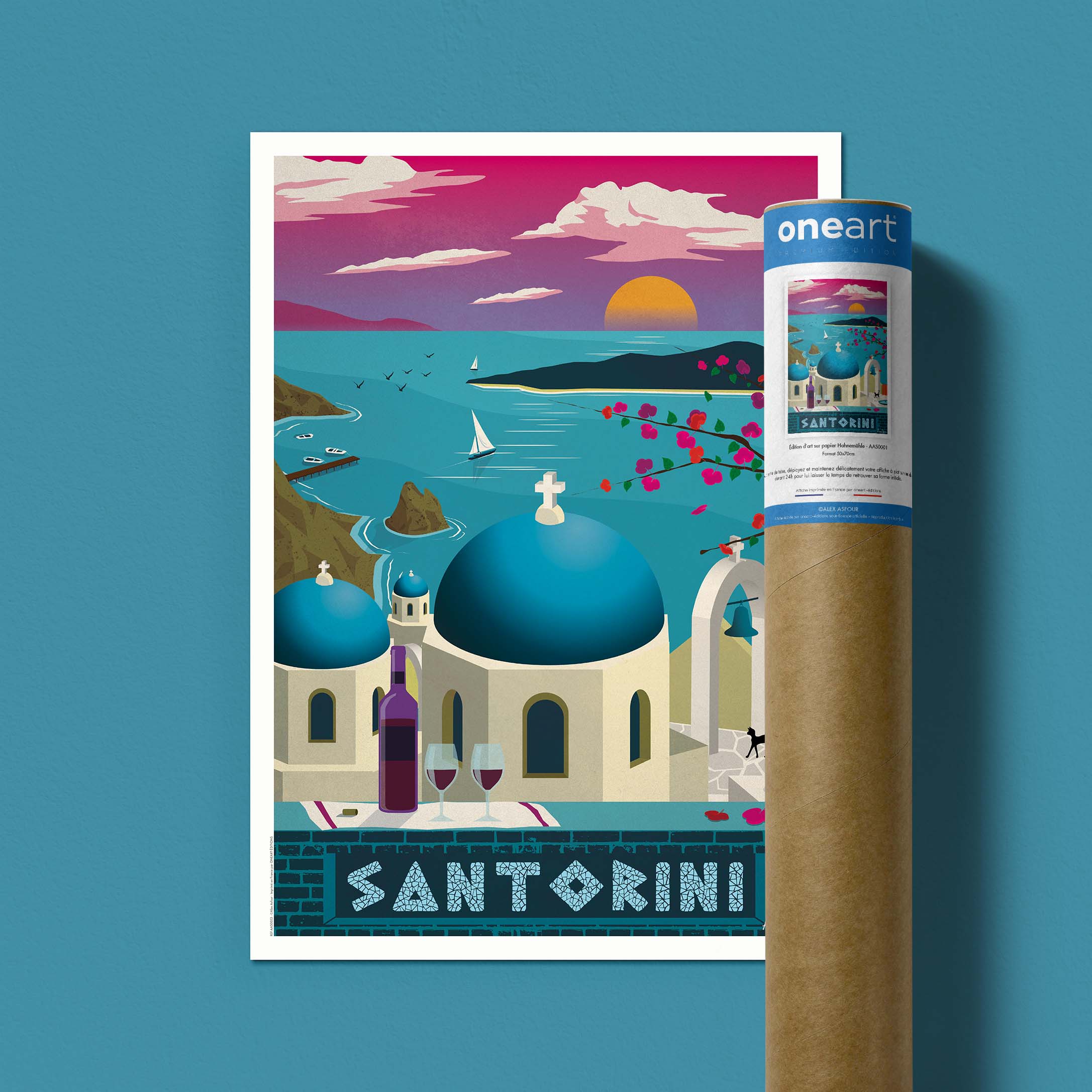Affiche de voyage Grèce - Santorin par Alex Asfour