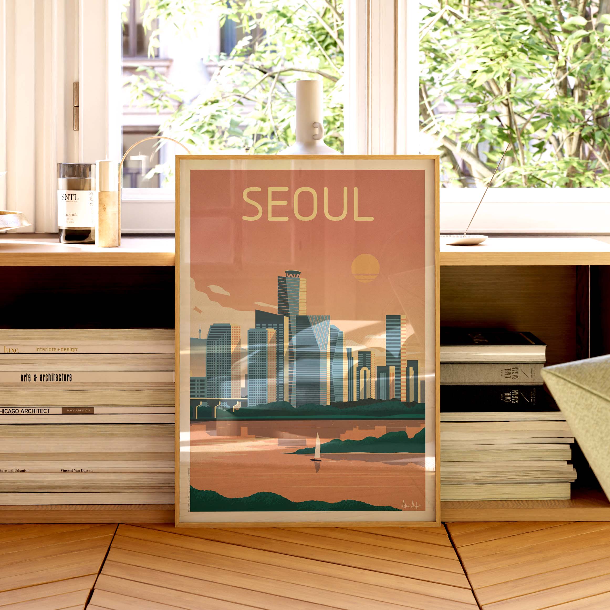 Affiche de voyage Corée du Sud - Séoul par Alex Asfour