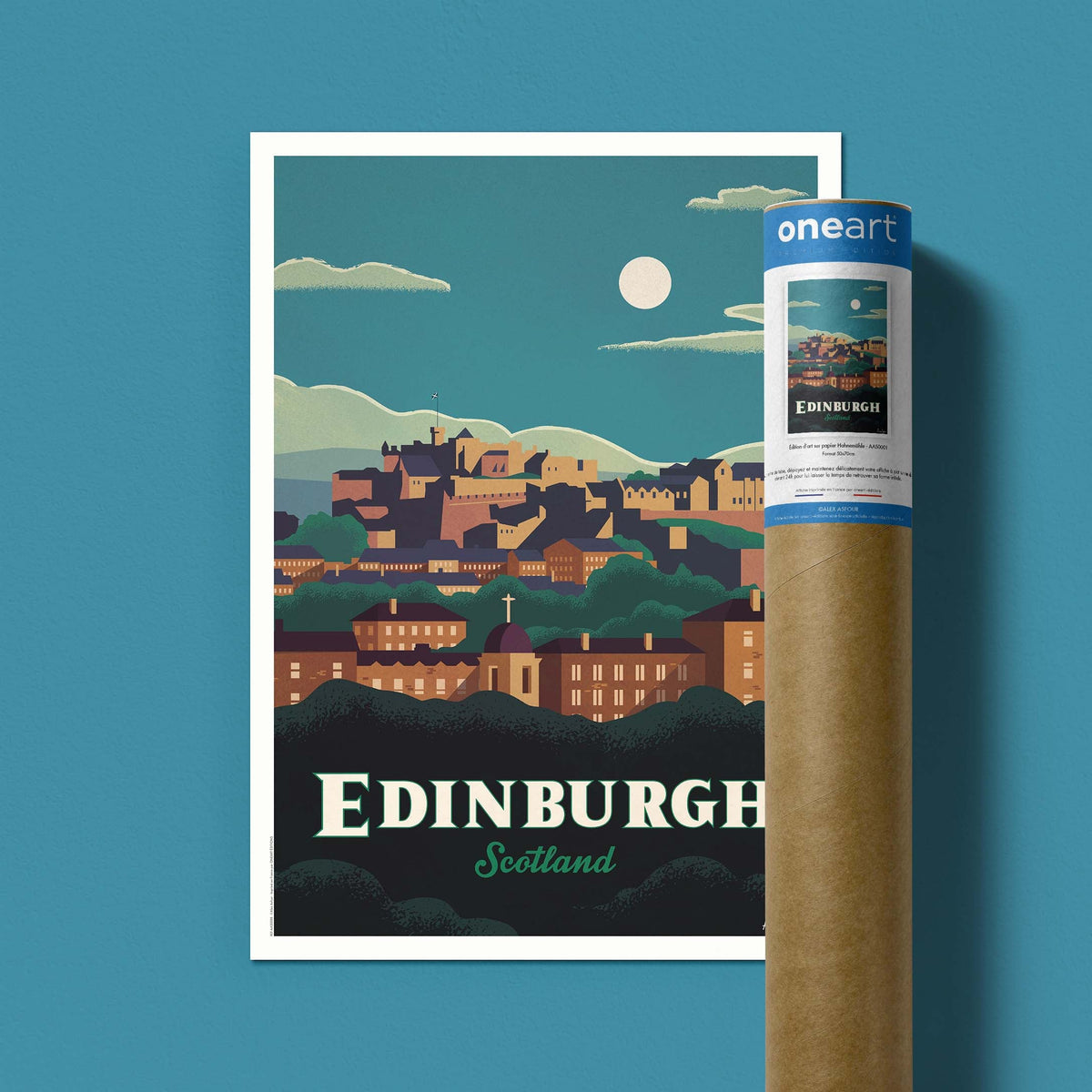 Affiche de voyage Écosse - Édimbourg par Alex Asfour