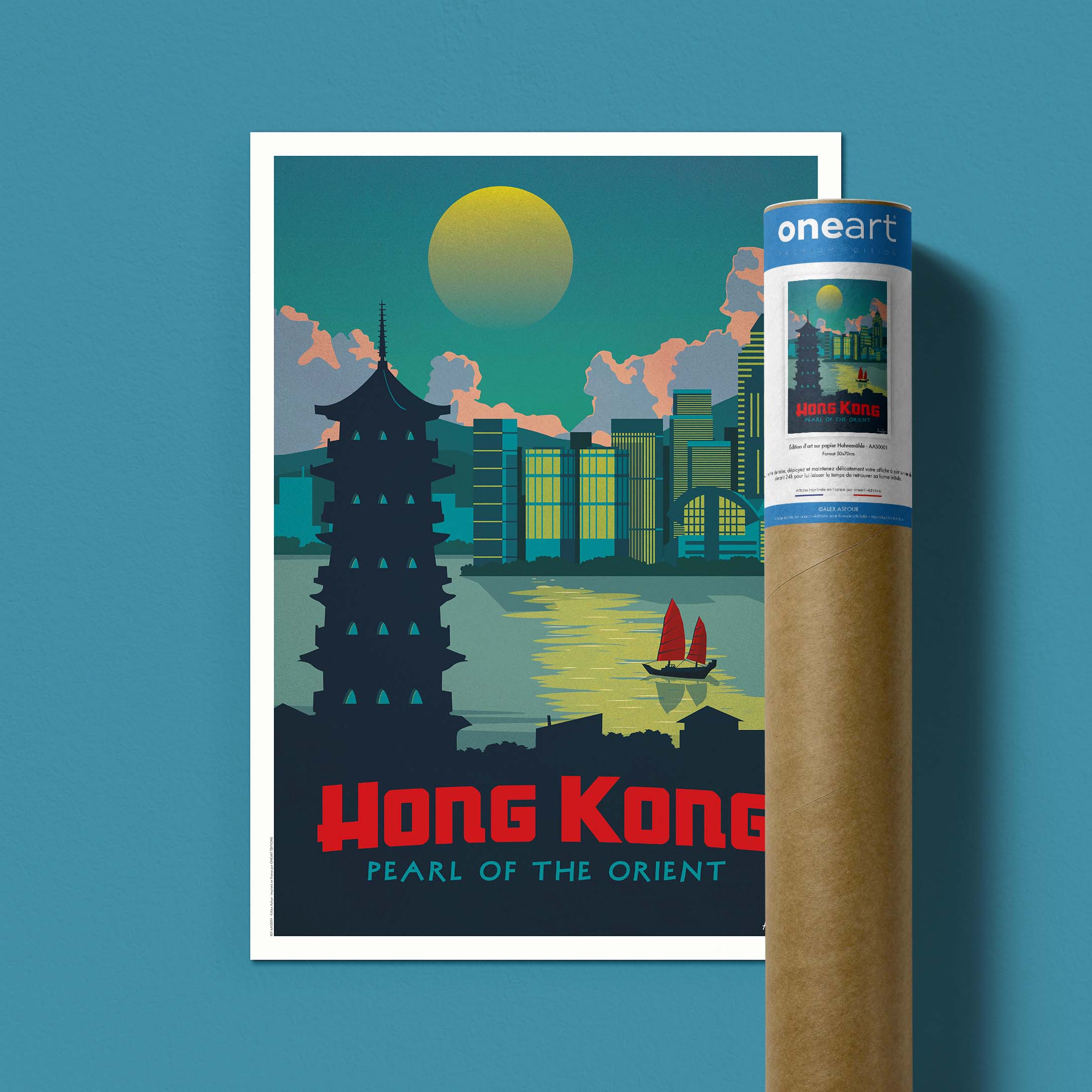 Affiche de voyage Chine - Hong Kong par Alex Asfour