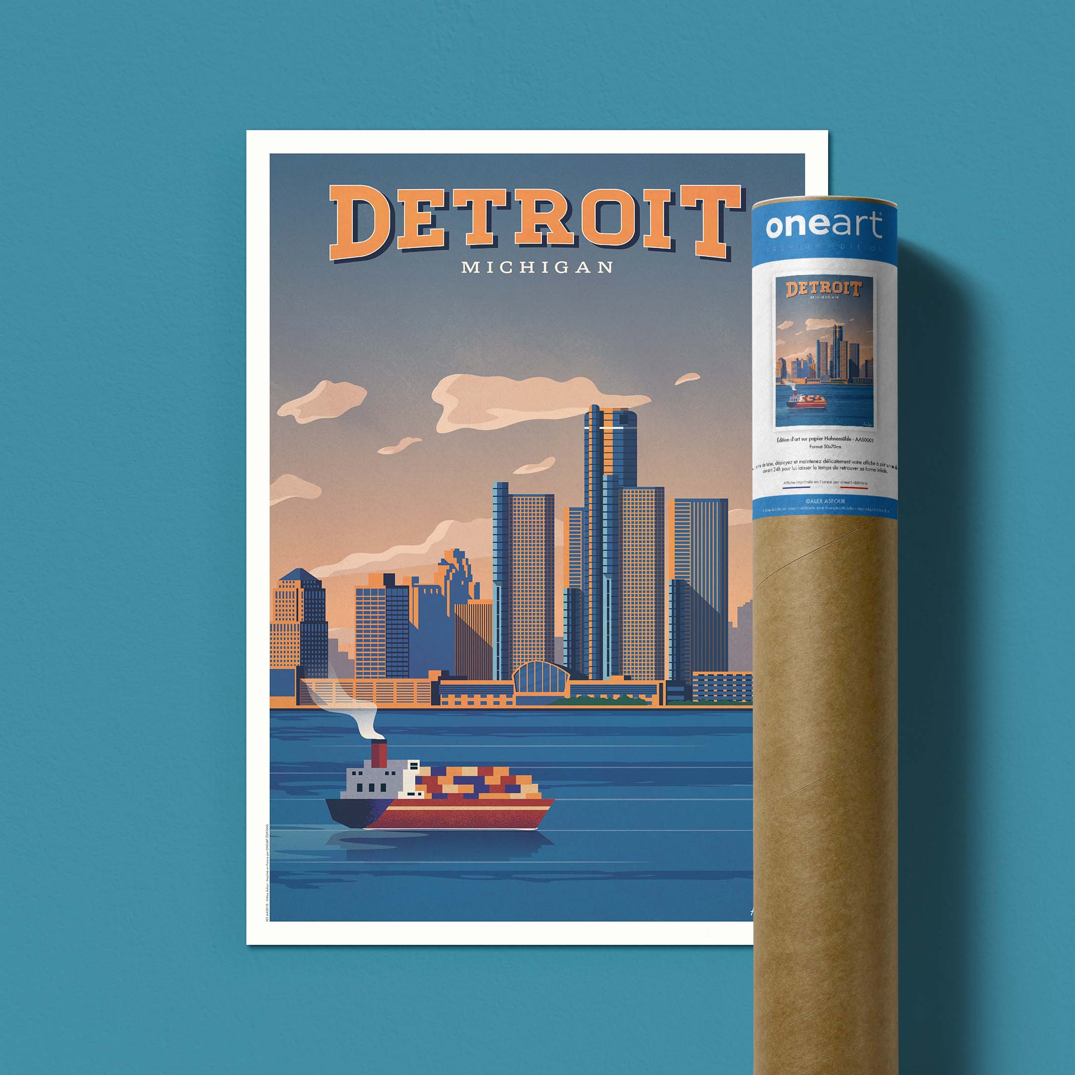 Affiche de voyage États-Unis - Détroit par Alex Asfour