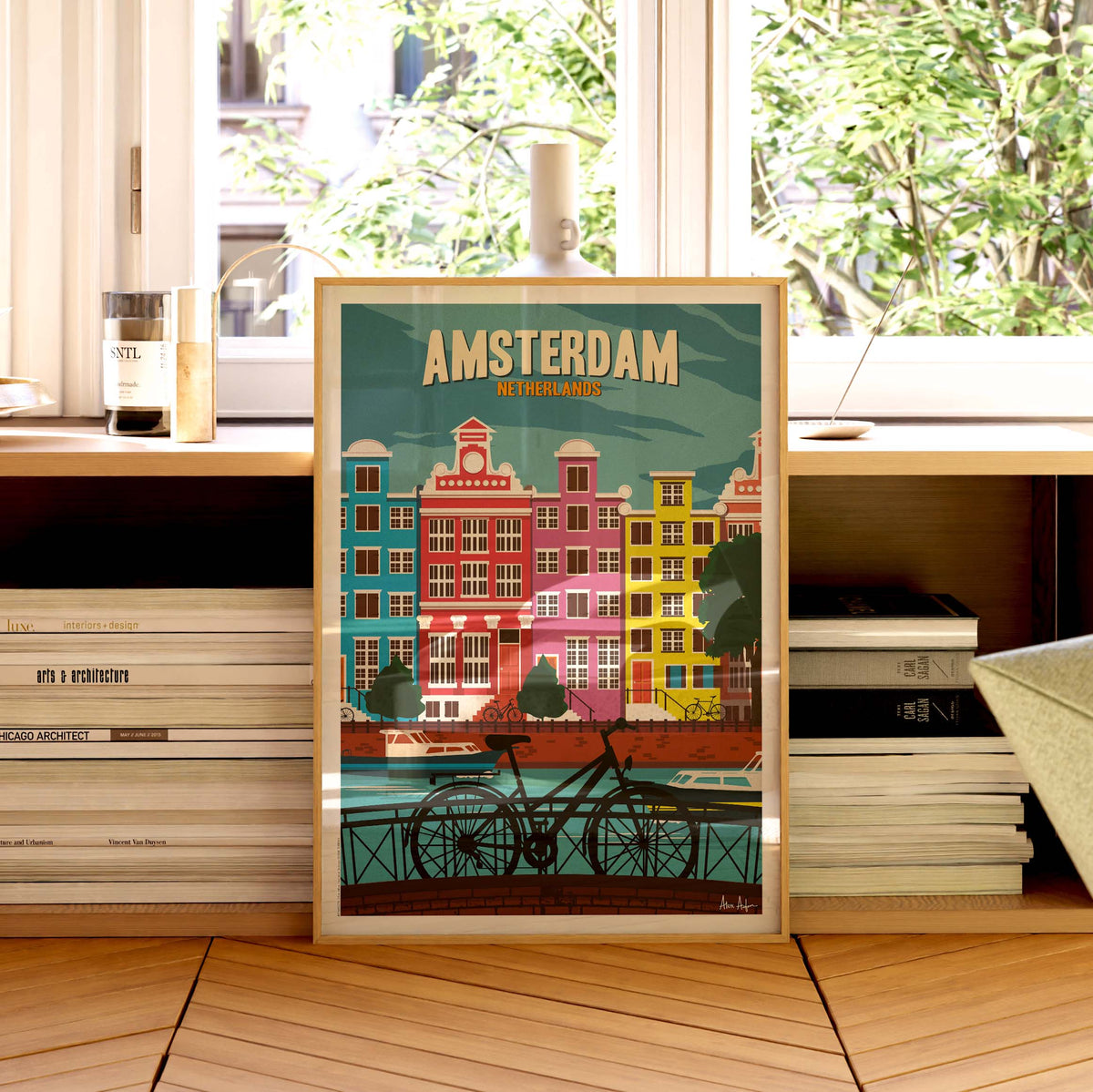 Affiche de voyage Pays-Bas - Amsterdam par Alex Asfour
