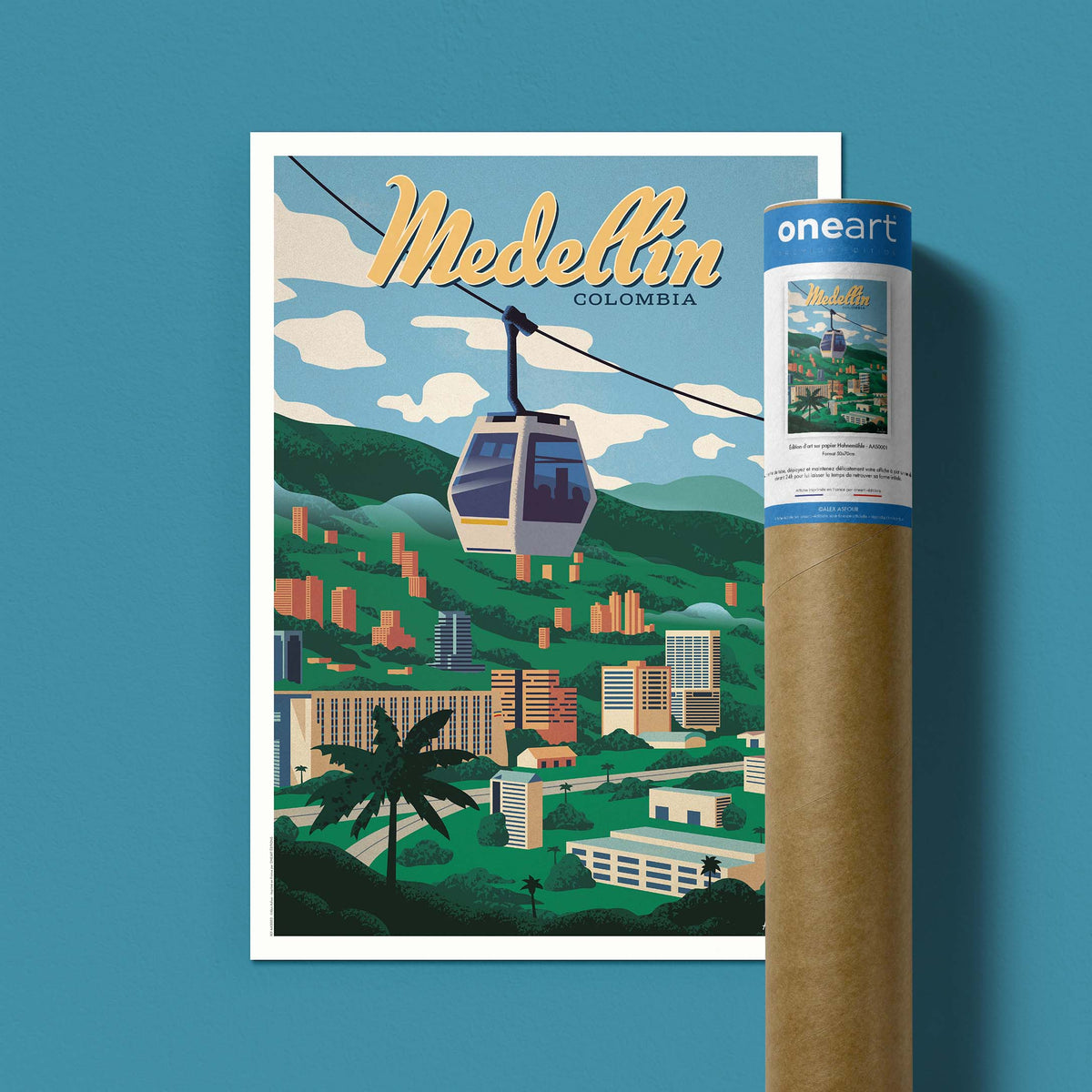 Affiche de voyage Colombie - Medellín par Alex Asfour