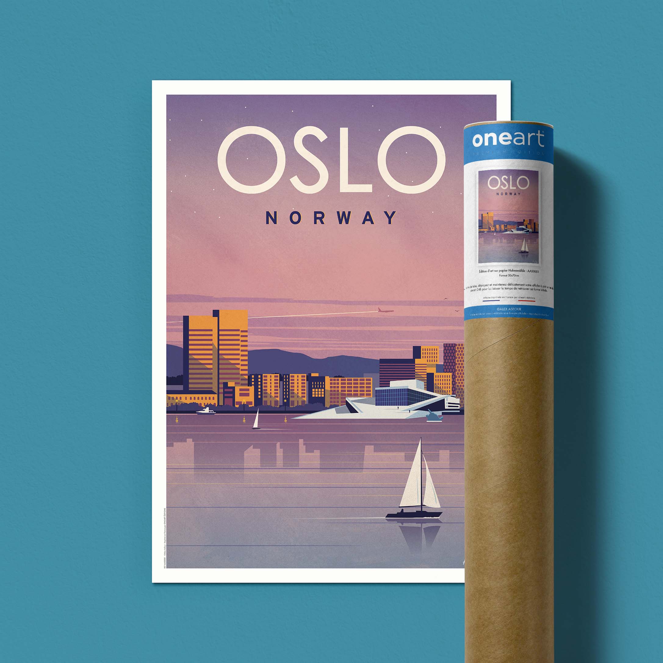 Affiche de voyage Norvège - Oslo par Alex Asfour