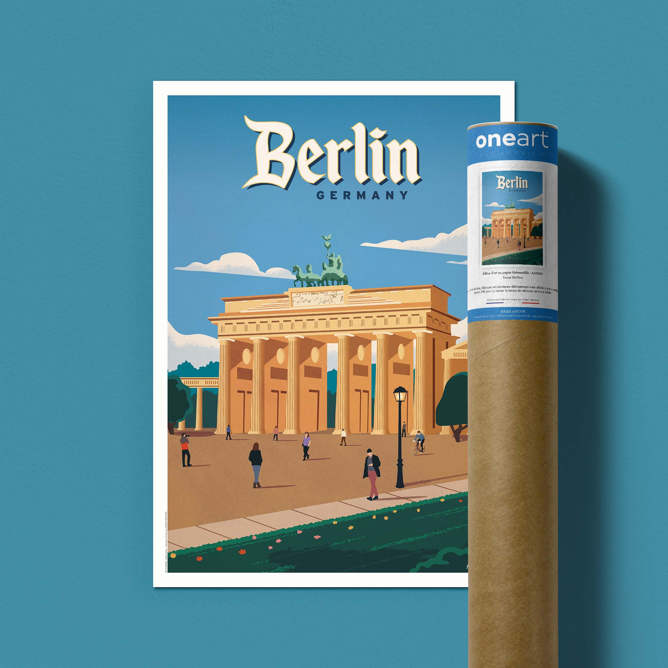 Affiche de voyage Allemagne - Berlin - Porte de Brandebourg par Alex Asfour
