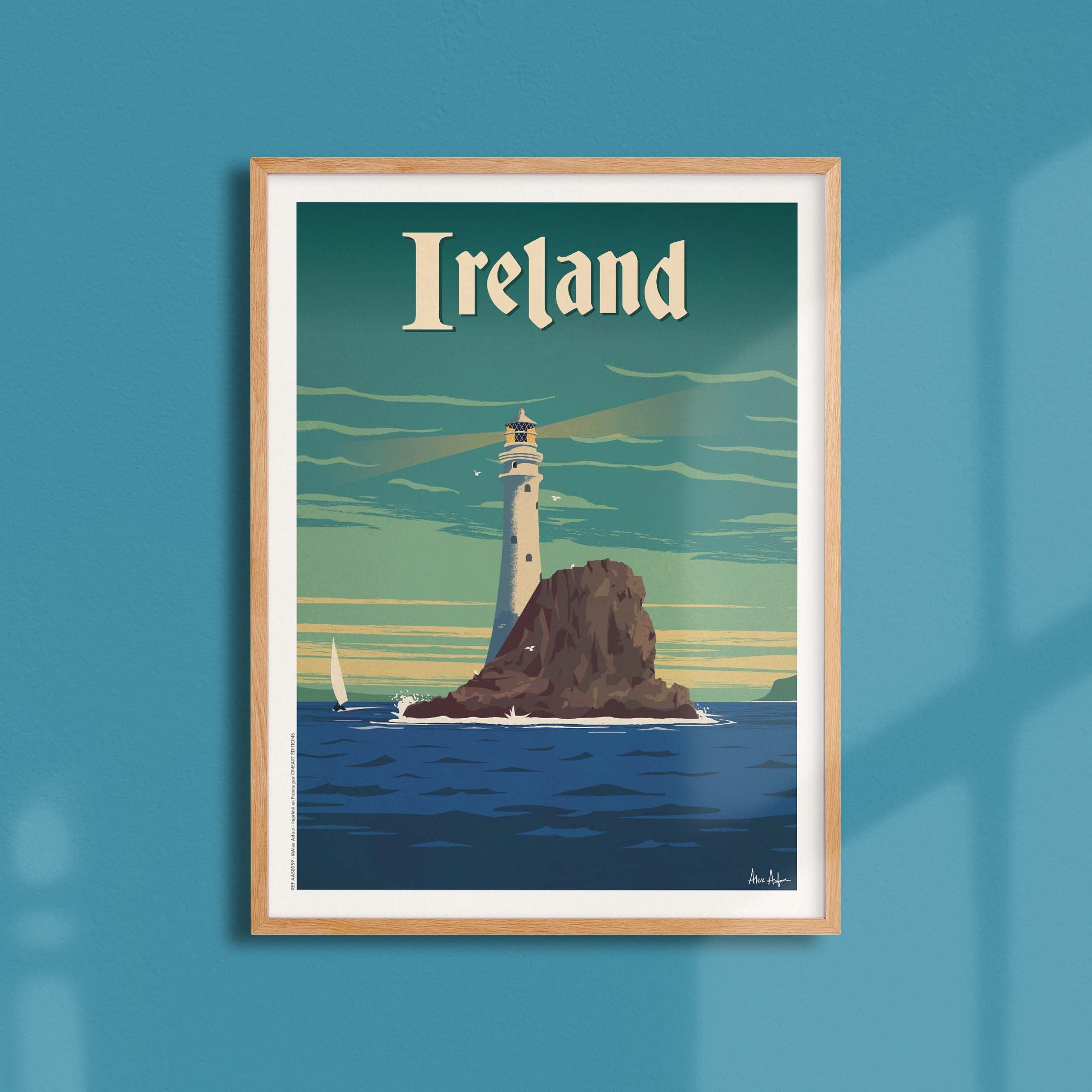 Affiche de voyage Irlande - Phare par Alex Asfour