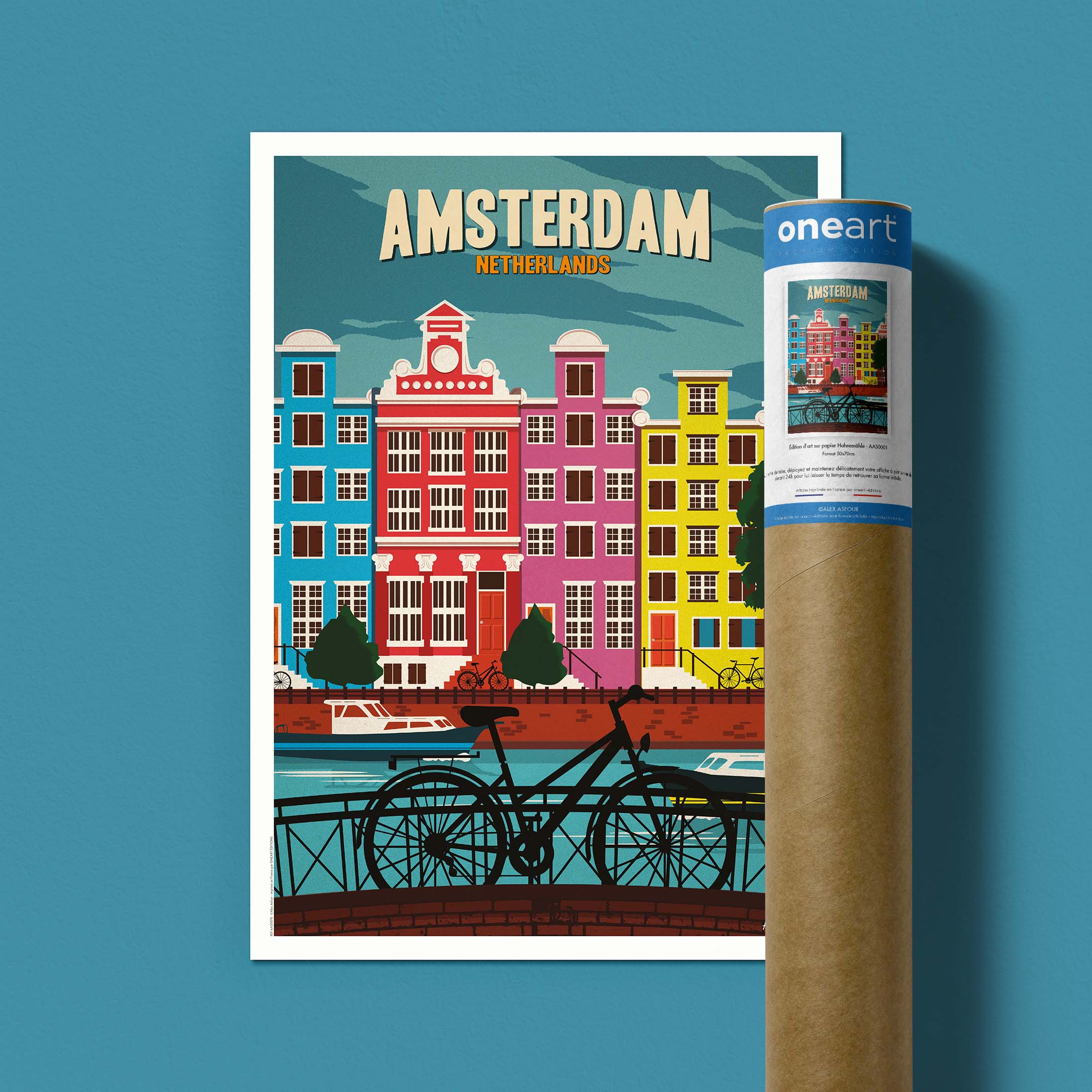 Affiche de voyage Pays-Bas - Amsterdam par Alex Asfour