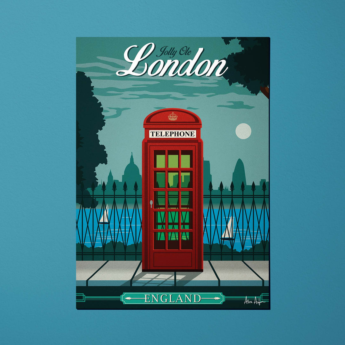 Carte postale de voyage Angleterre - Londres - Cabine téléphonique par Alex Asfour