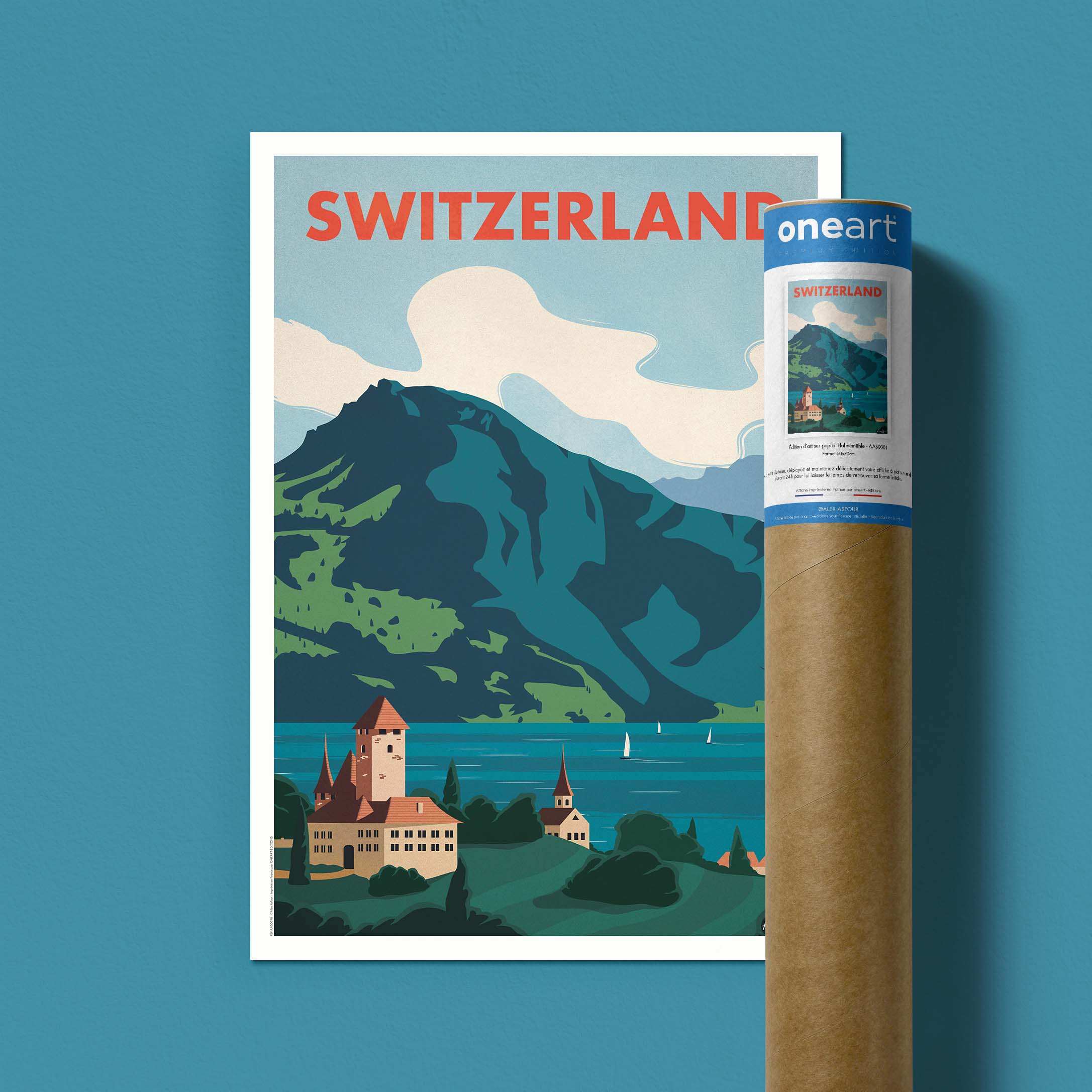 Affiche de voyage Suisse - Lac par Alex Asfour