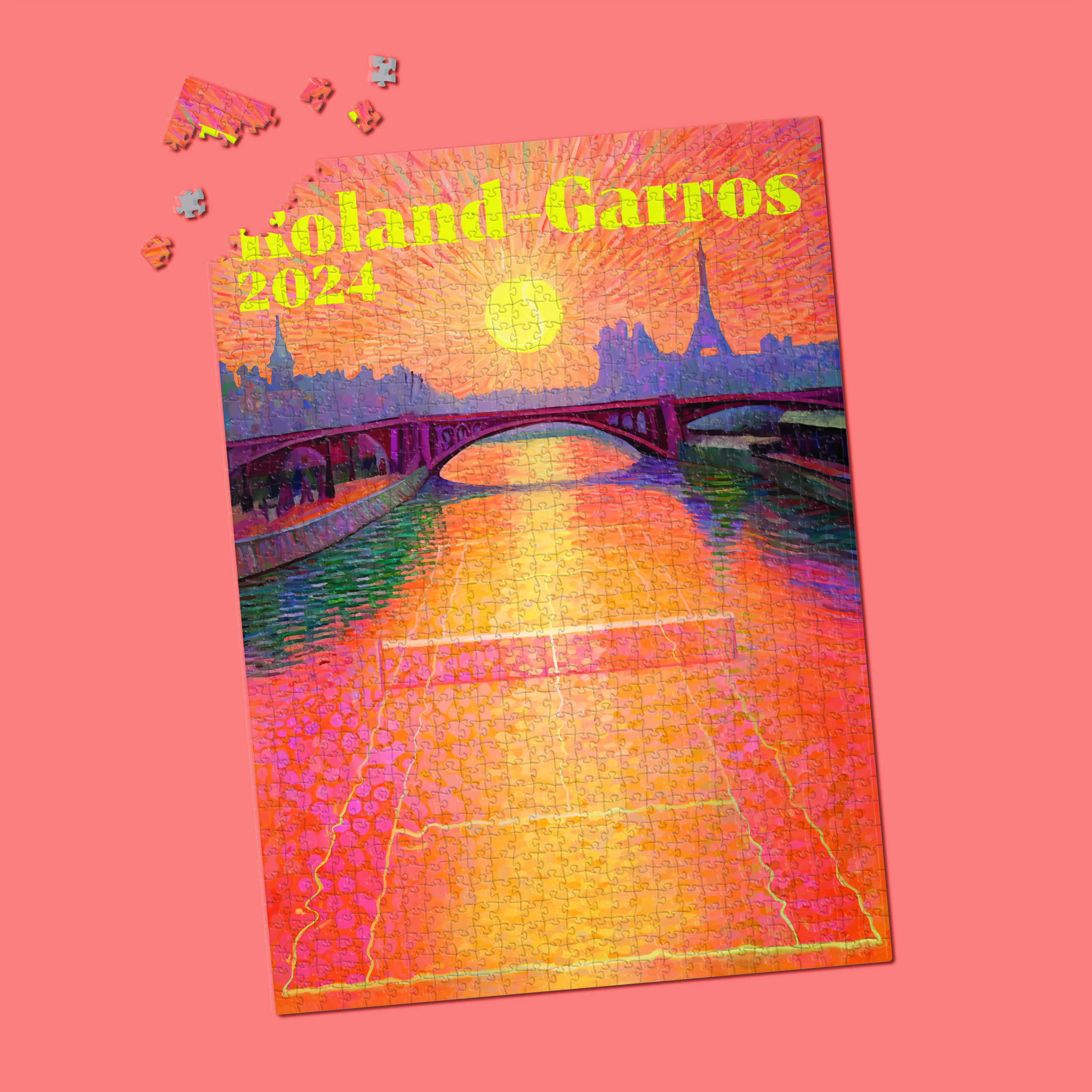 Official 2024 Roland-Garros Poster Puzzle, Paul ROUSTEAU, (1000 pieces)