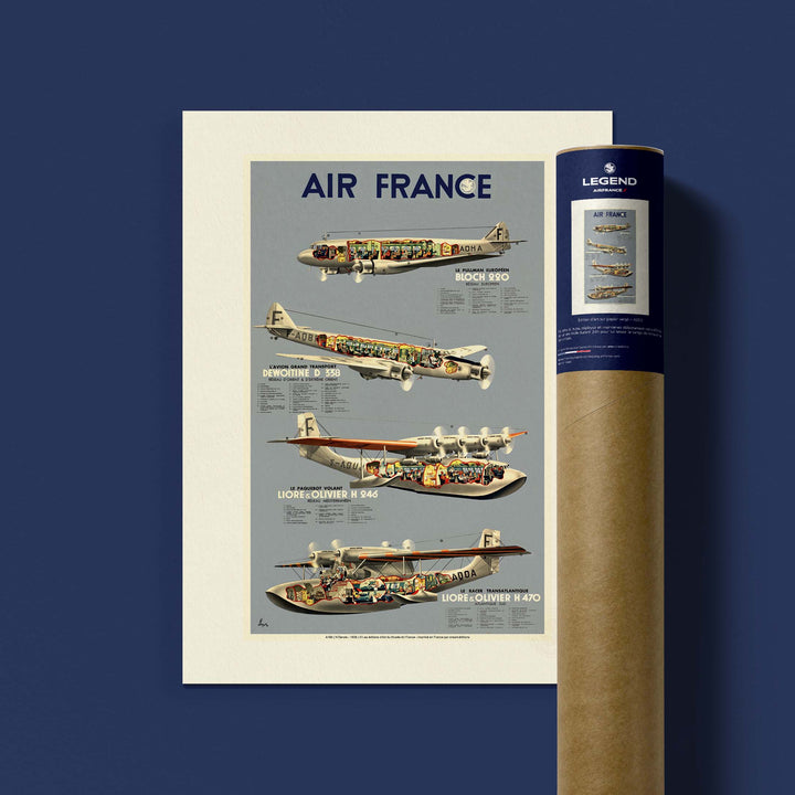 Affiche Air France - Flotte époque