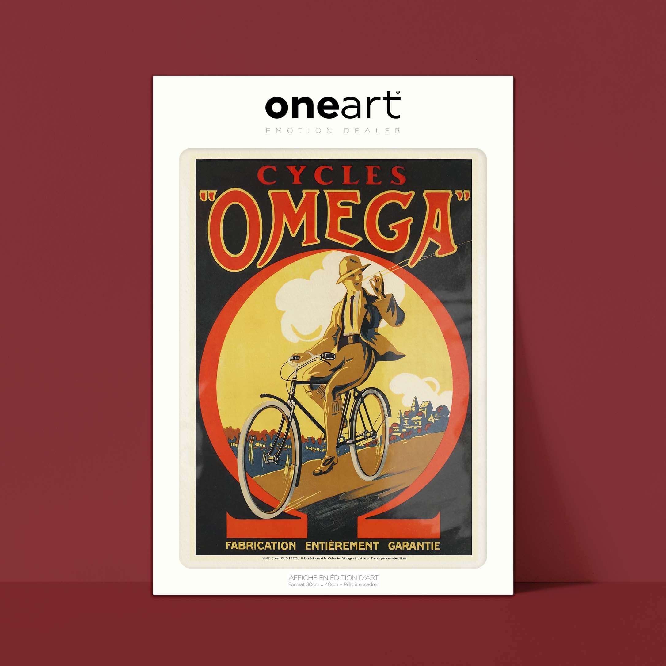 Affiche publicité vintage - Cycles Omega-oneart.fr
