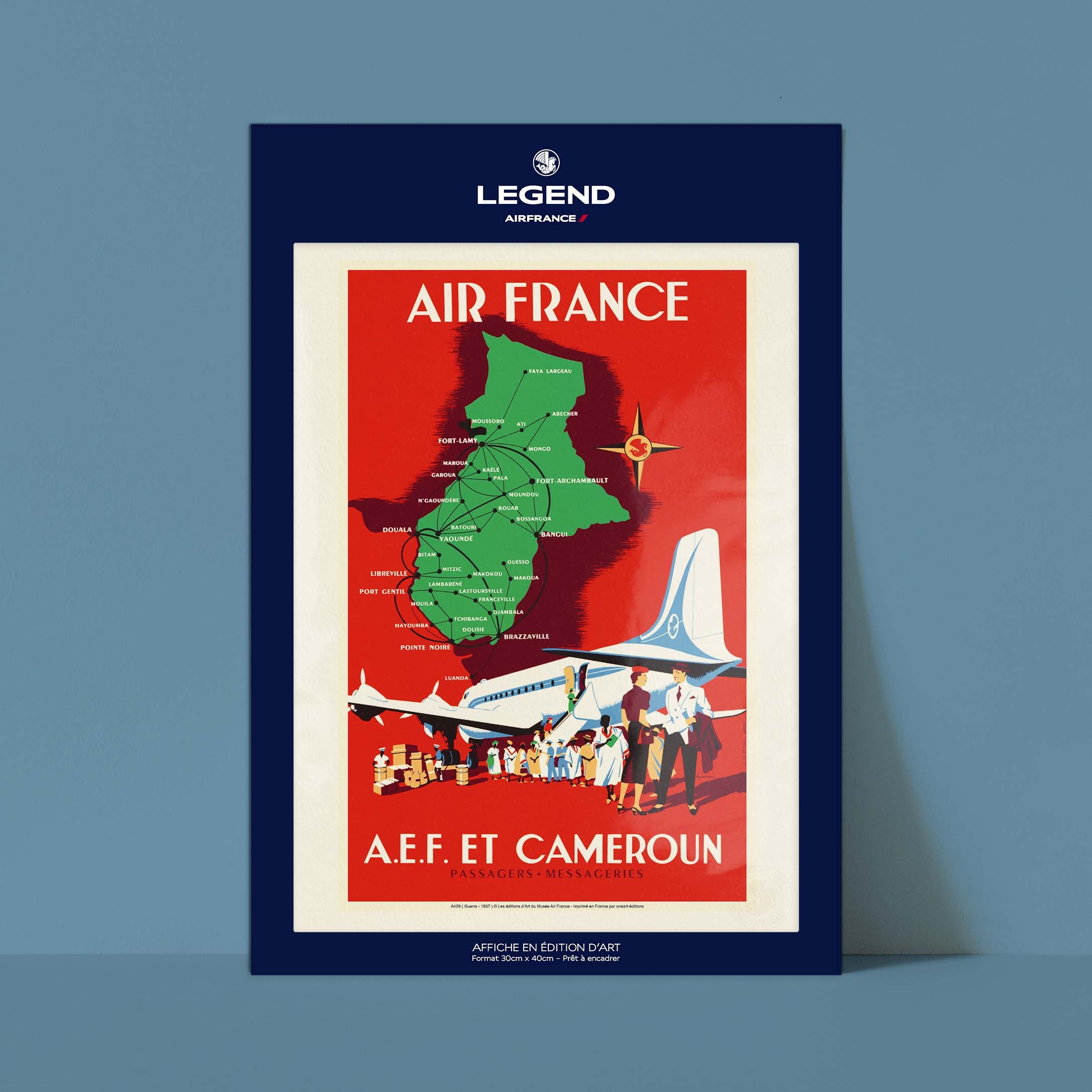 Affiche Air France - AEF et Cameroun-oneart.fr