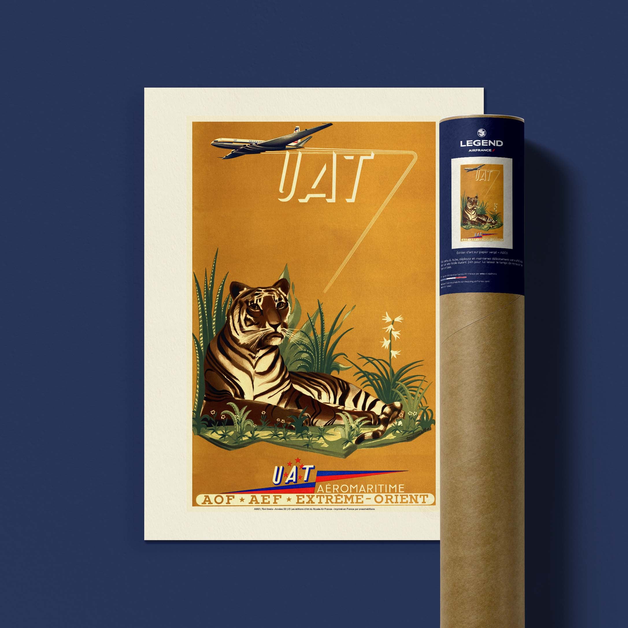 Affiche Air France - Savane & Tigre (UAT)-oneart.fr