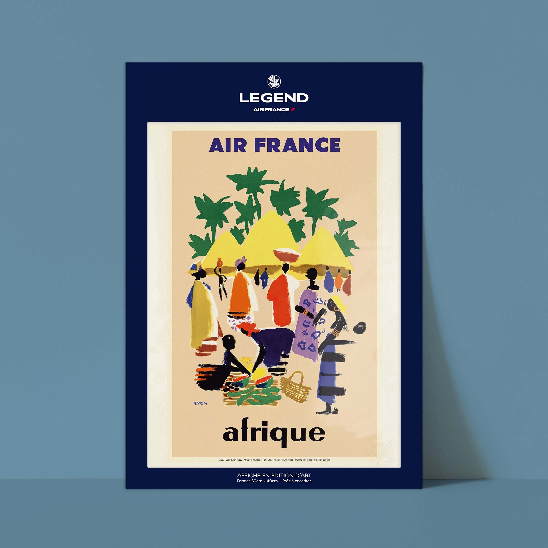 Affiche Air France - Afrique - Cases Village-oneart.fr