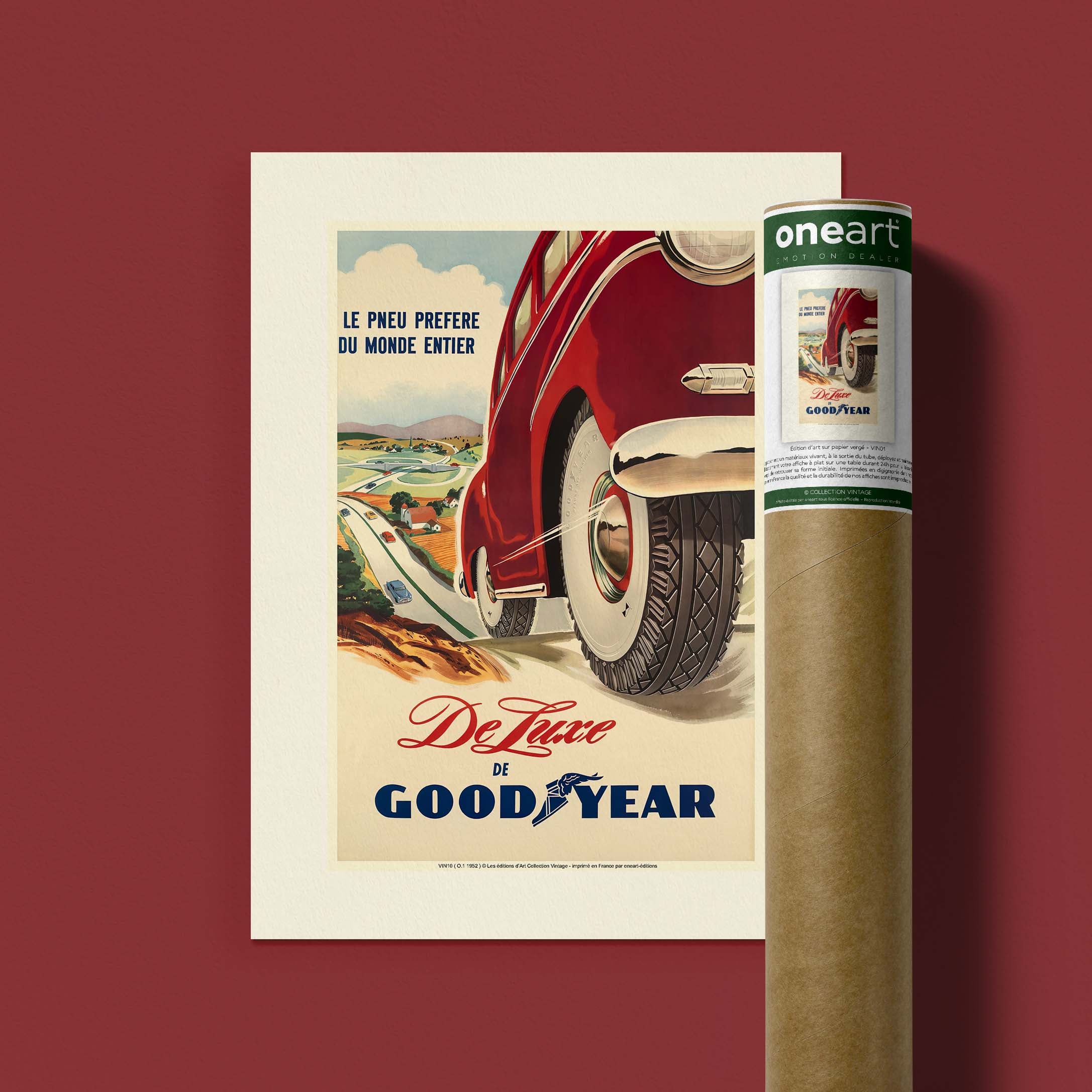 Affiche publicité vintage - Goodyear-oneart.fr