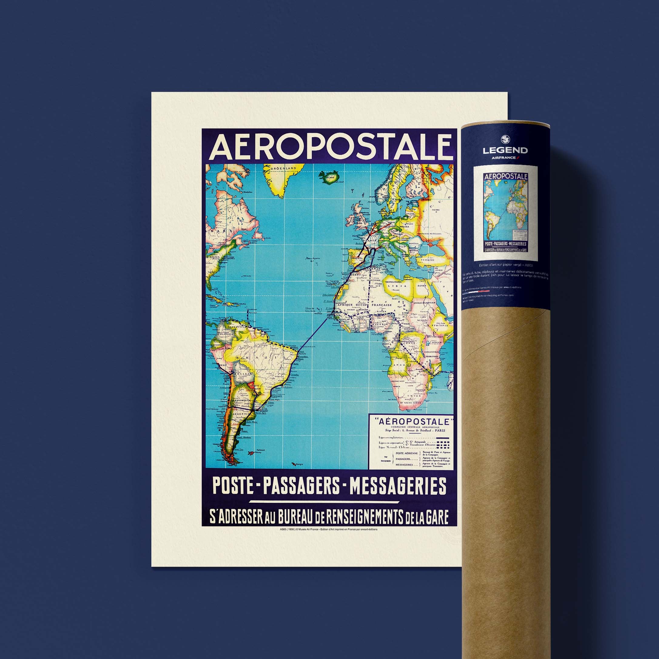 Affiche Air France - Poste - Passagers - Messageries-oneart.fr