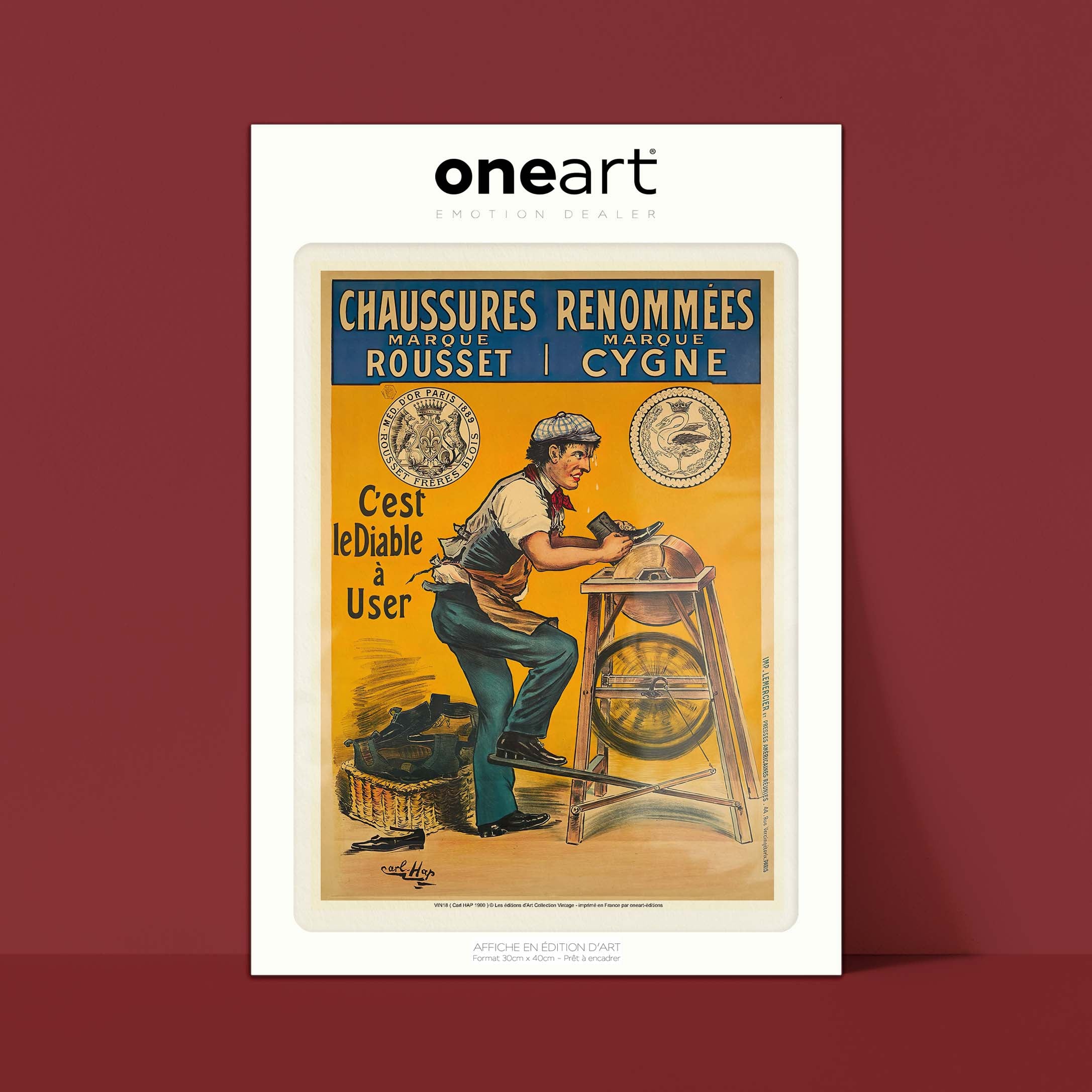 Affiche publicité vintage - Marque Cygne-oneart.fr