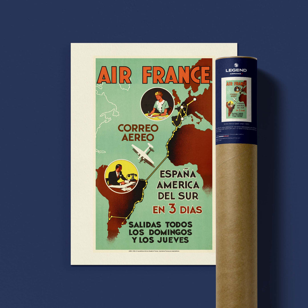 Affiche Air France - Air France / Espana America en 3 dias