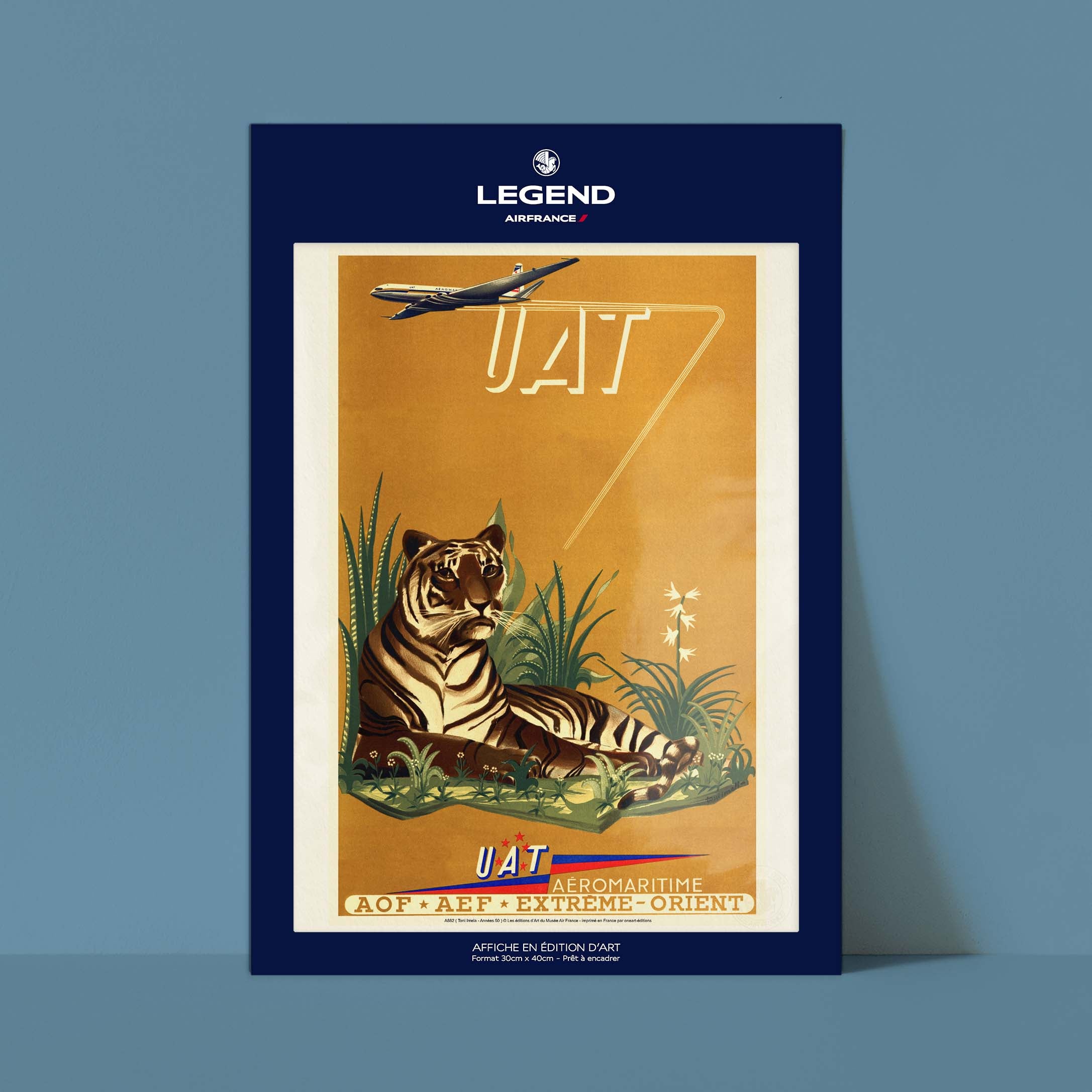 Affiche Air France - Savane & Tigre (UAT)-oneart.fr