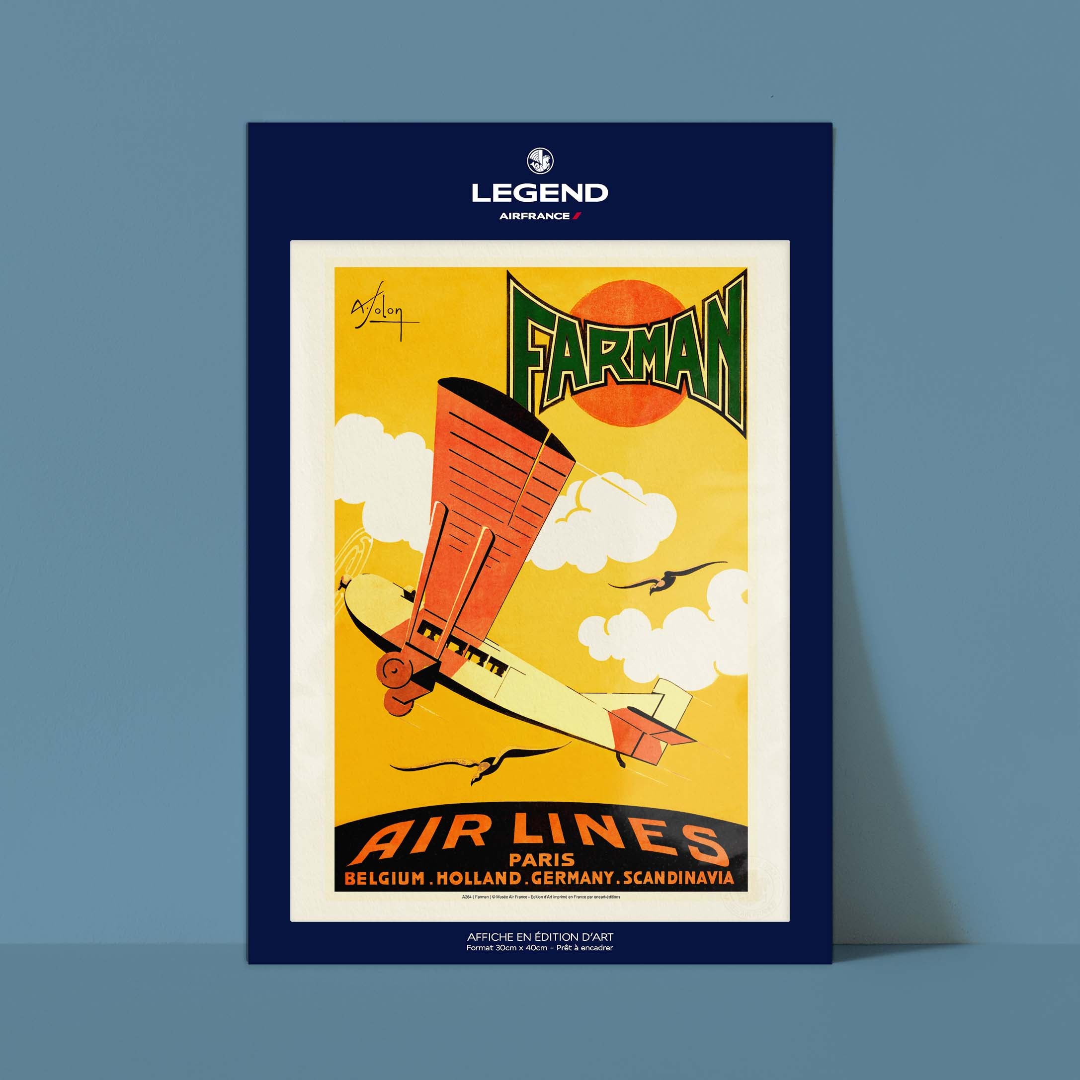 Affiche Air France - Farman Airlines / Jaune-oneart.fr