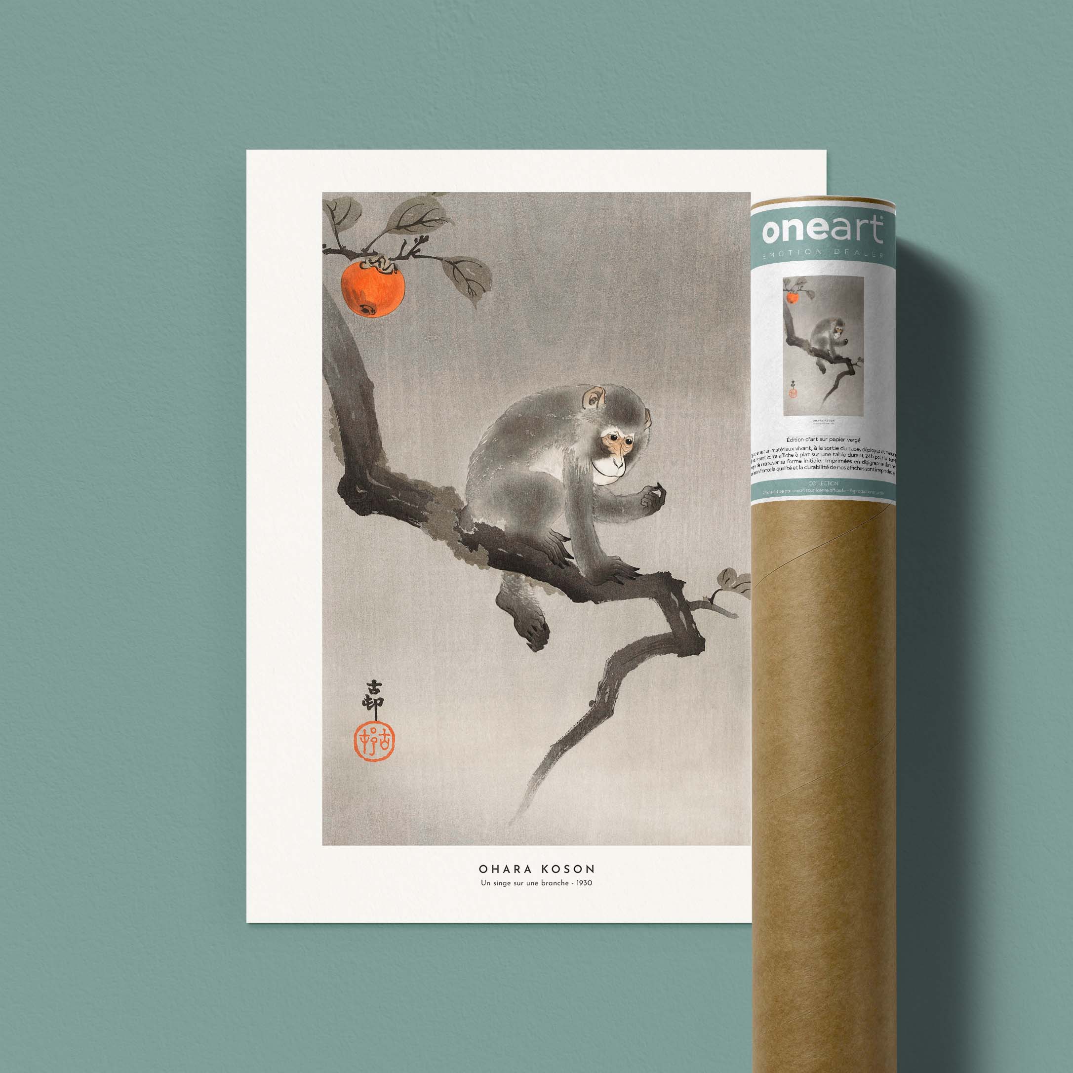 Estampe japonaise - Un singe sur une branche-oneart.fr